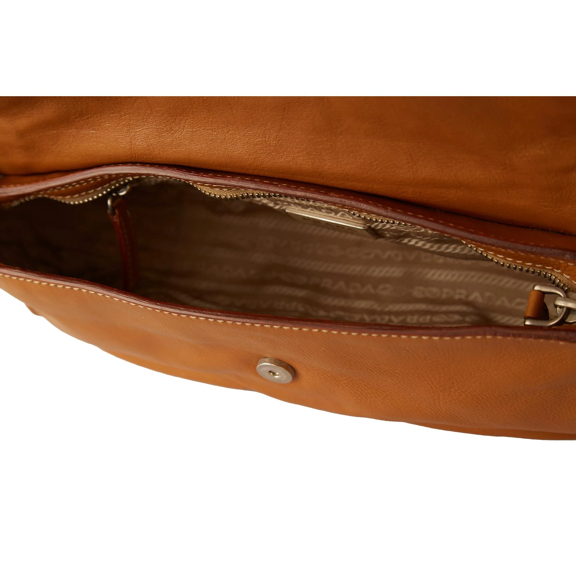 Prada Tan Leather Studded Shoulder Bag - Image 4