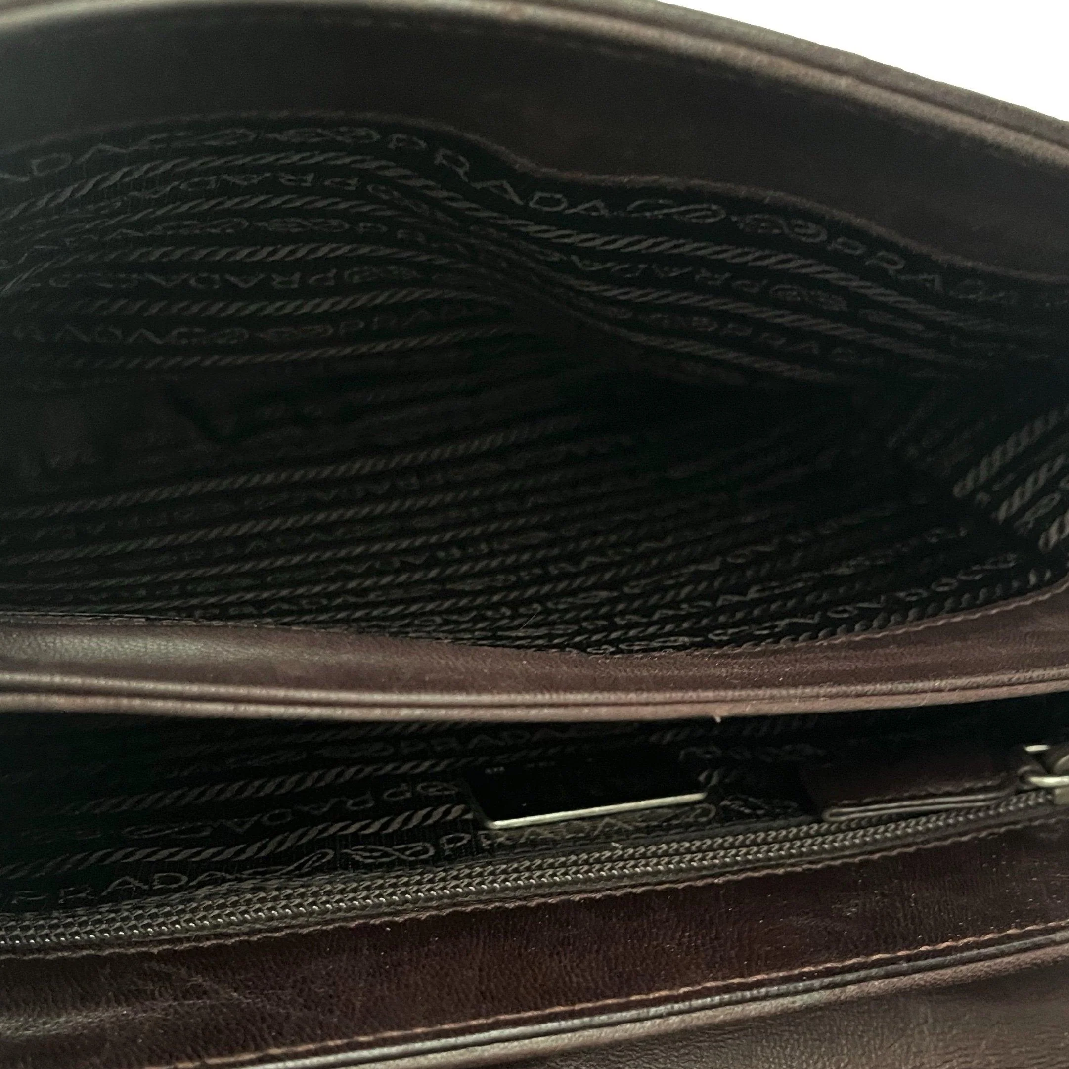 Prada Brown Leather Top Handle Bag - Image 4
