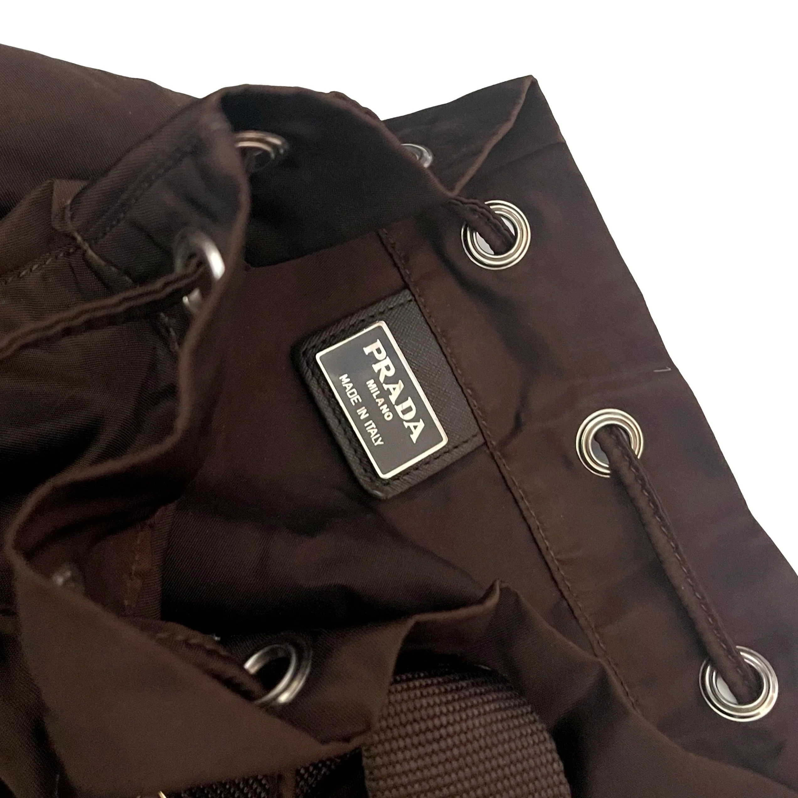 Prada Brown Logo Bucket Bag - Image 4