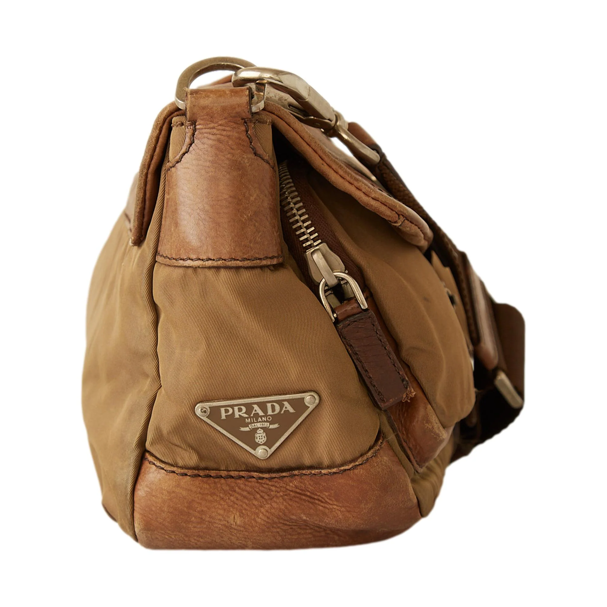Prada Brown Nylon & Leather Crossbody Bag - Image 2