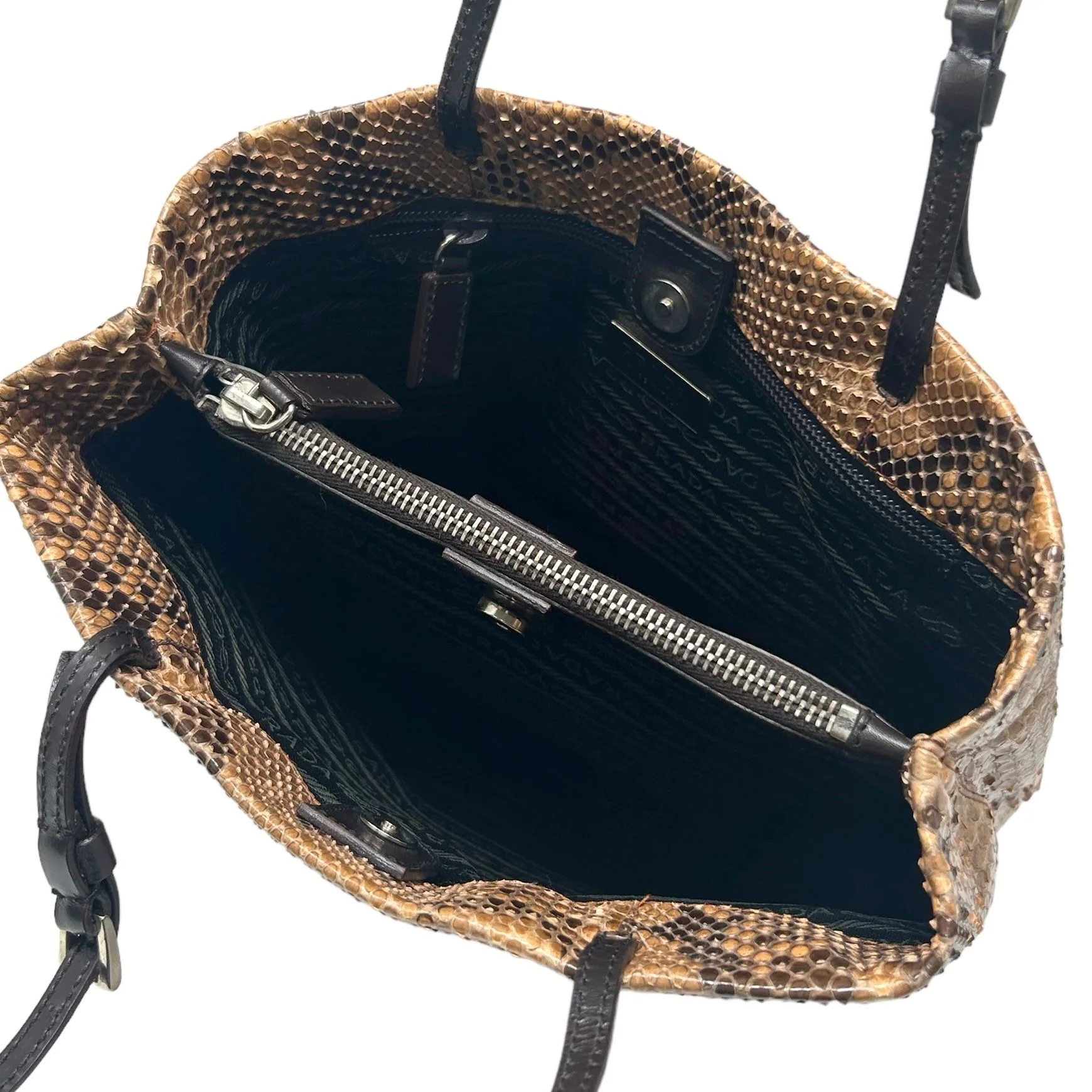 Prada Brown Snakeskin Shoulder Bag - Image 4