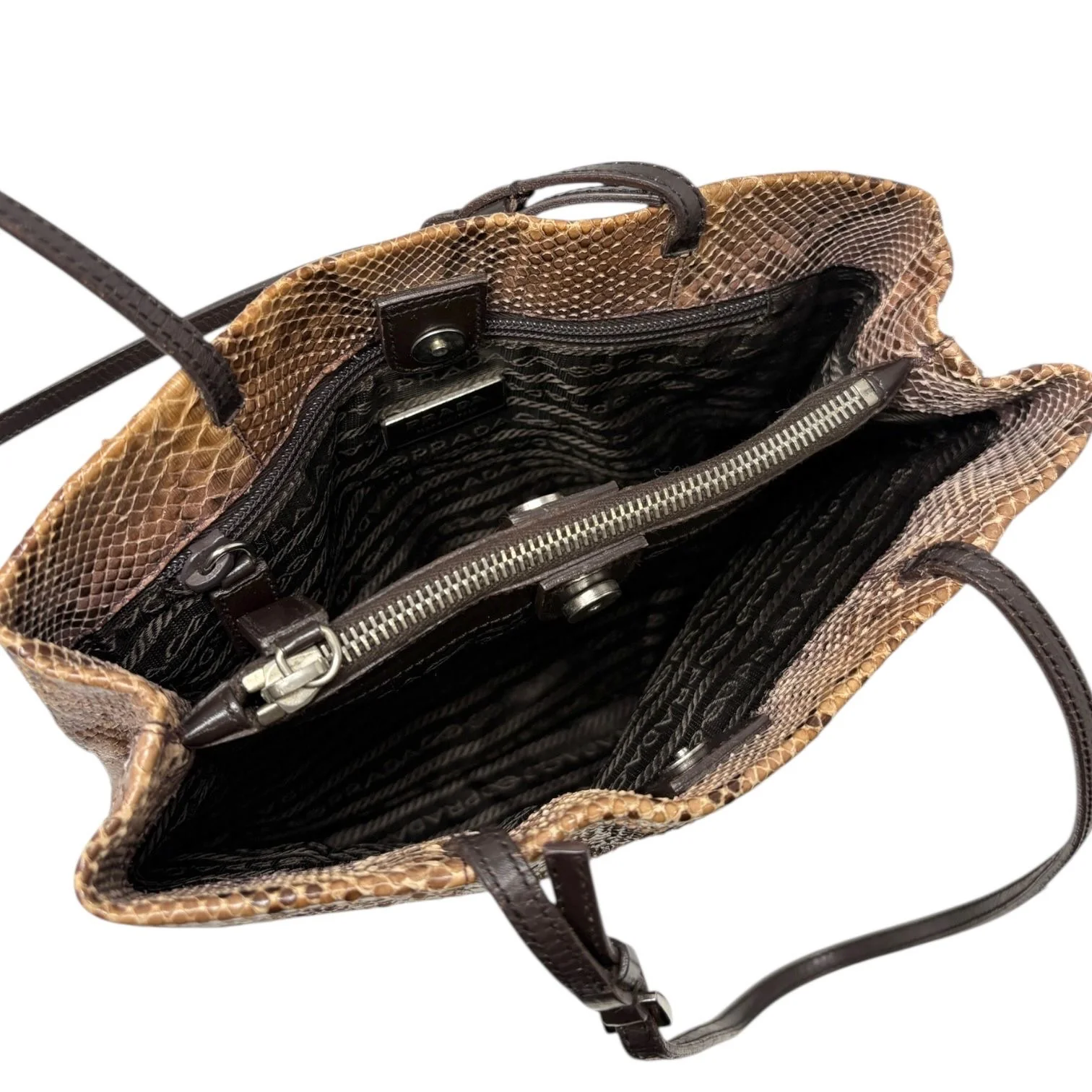 Prada Brown Snakeskin Shoulder Bag - Image 3