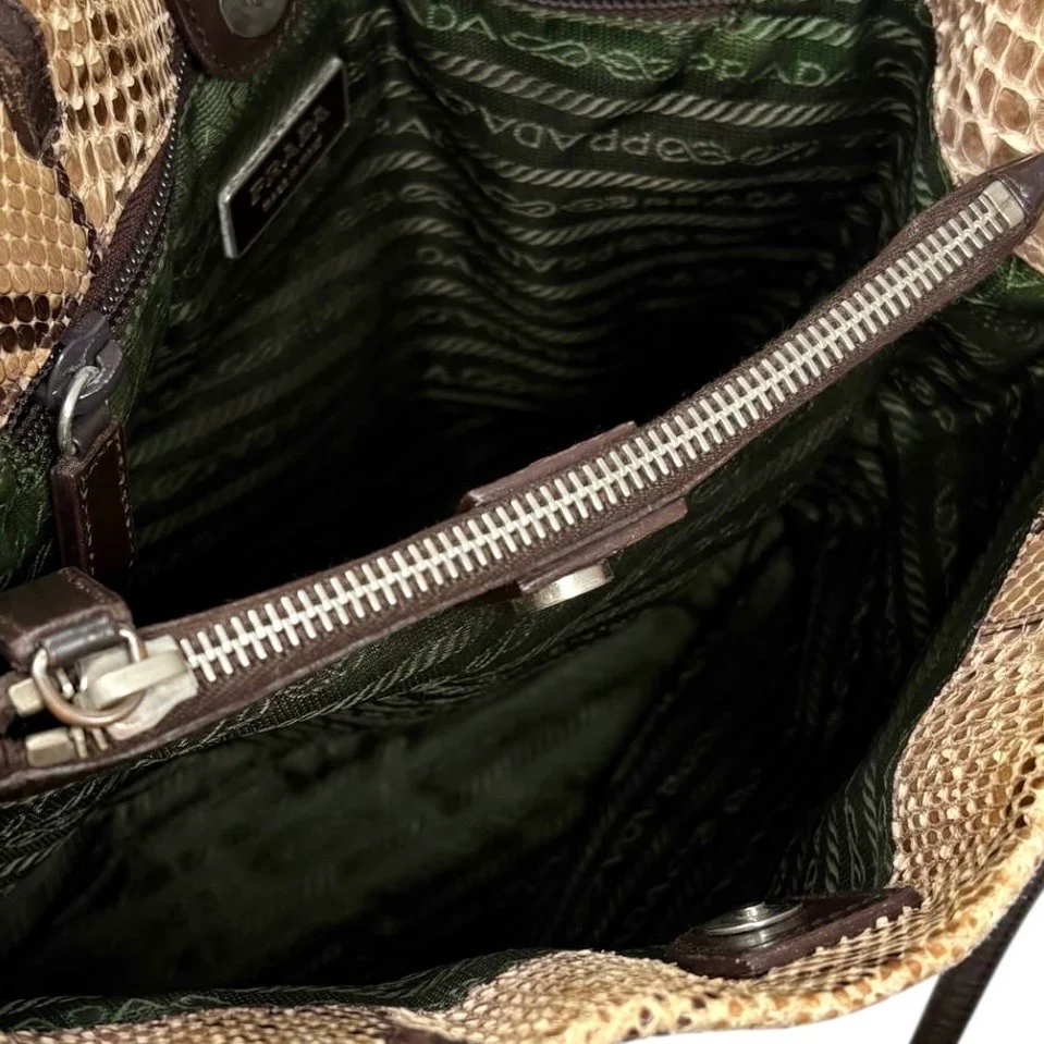 Prada Tan Snakeskin Shoulder Bag - Image 4