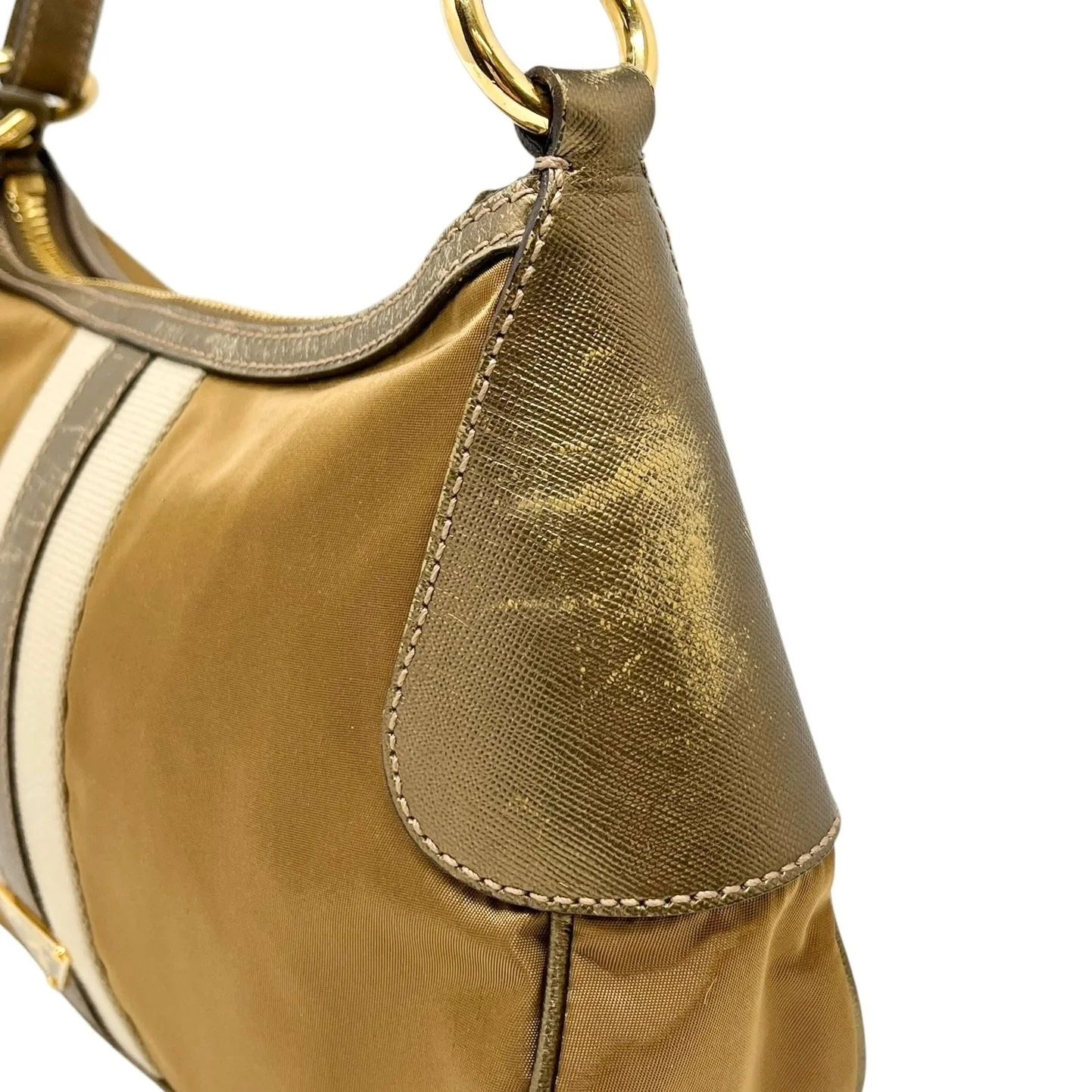 Prada Brown Stripe Shoulder Bag - Image 4