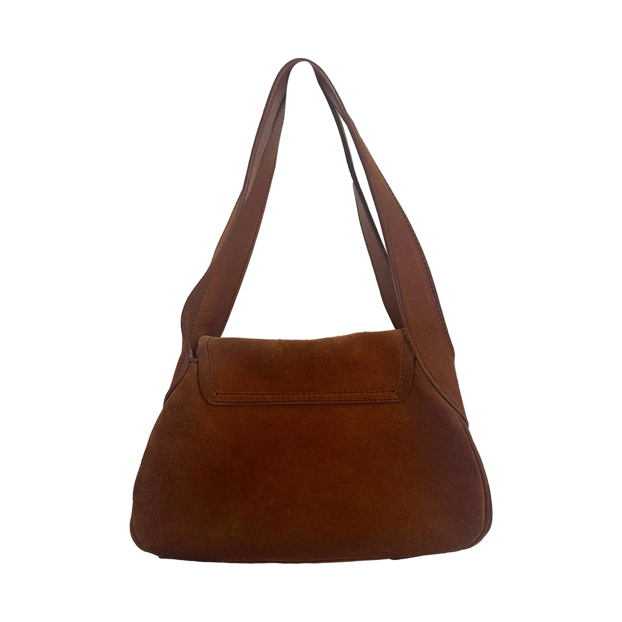 Prada Brown Suede + Leather Buckle Shoulder Bag - Image 2