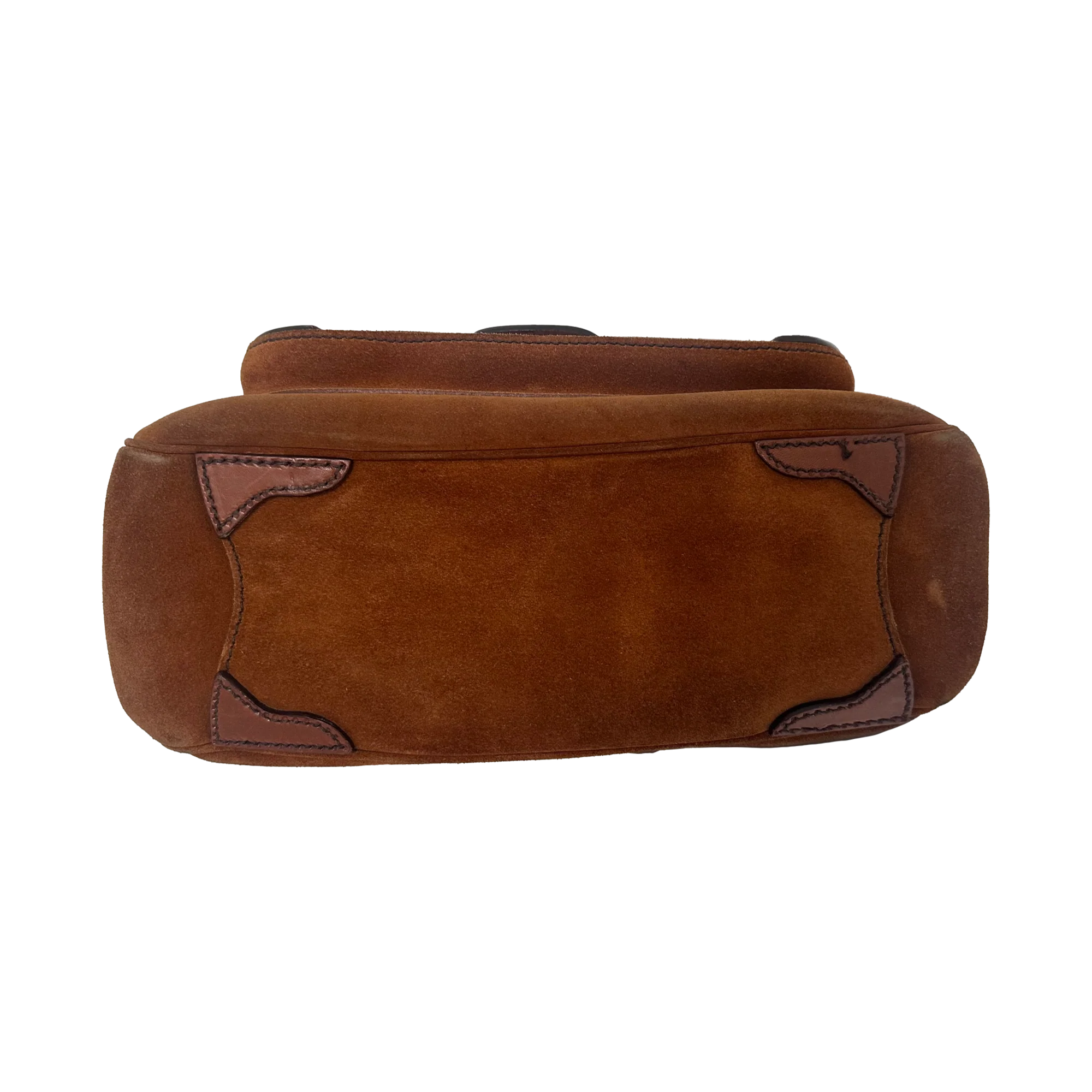 Prada Brown Suede + Leather Buckle Shoulder Bag - Image 3