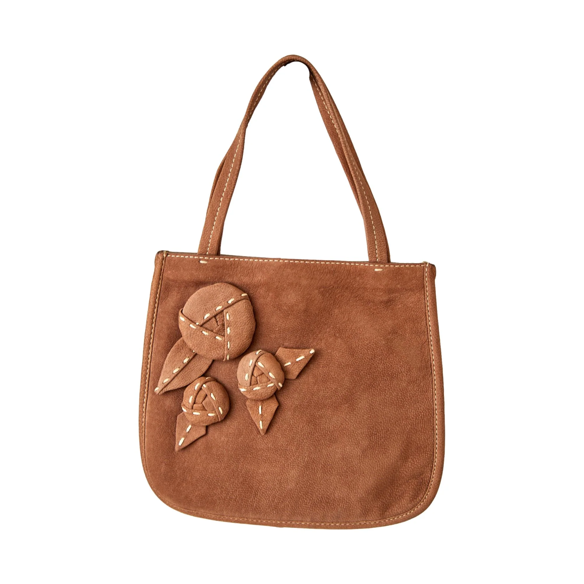 Prada Brown Suede Mini Floral Top Handle Bag - Image 2