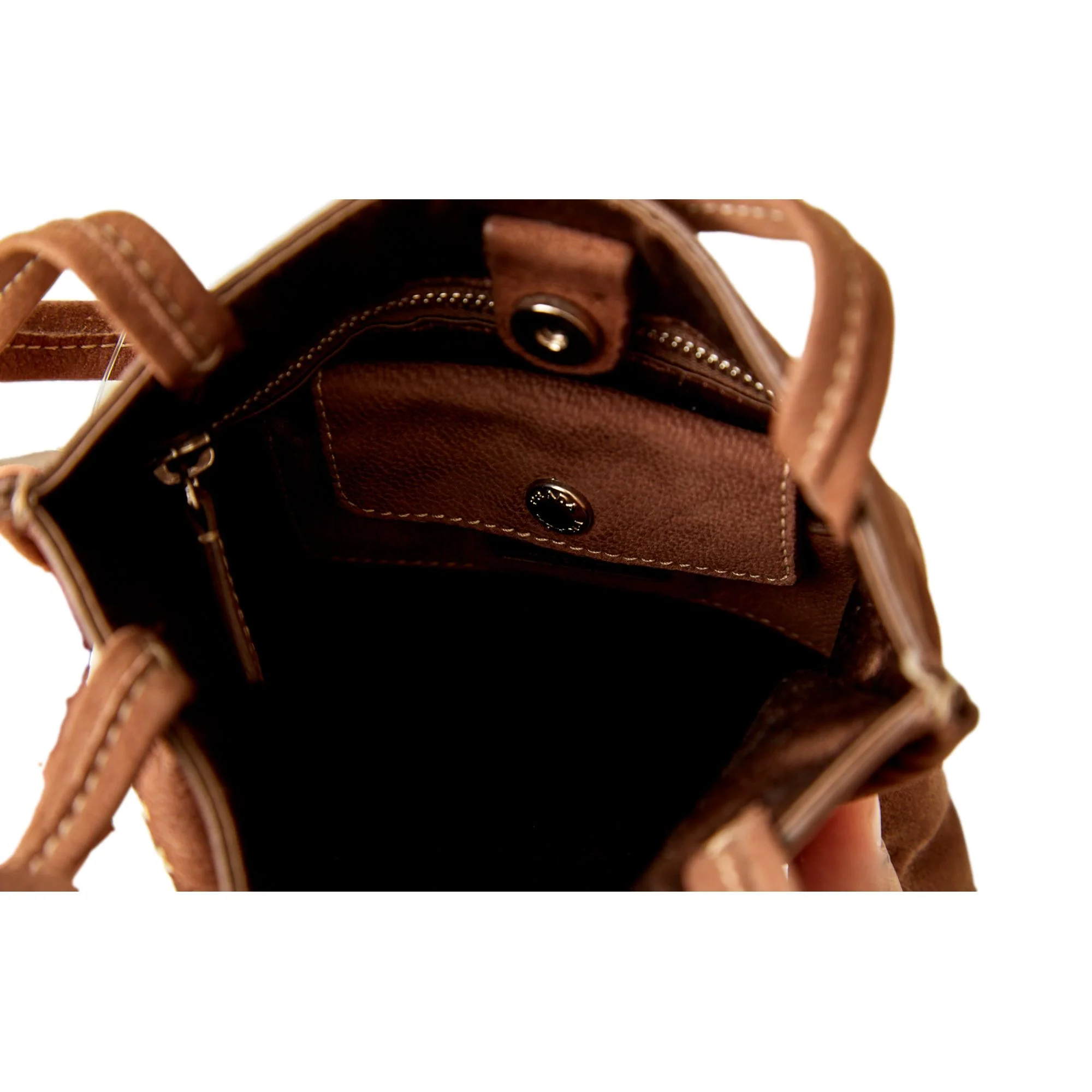 Prada Brown Suede Mini Floral Top Handle Bag - Image 4