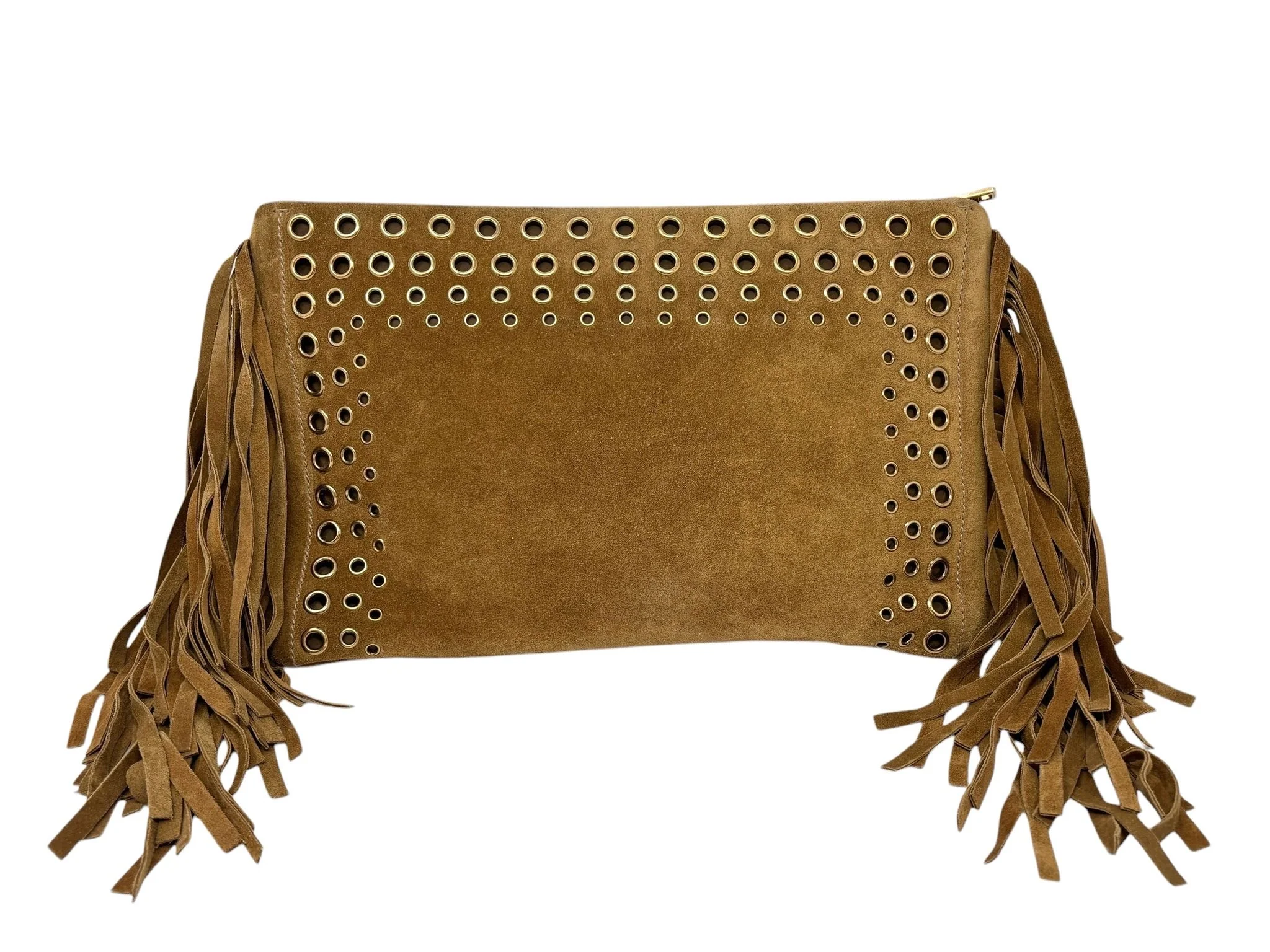 Prada Brown Suede Rivet Clutch - Image 2