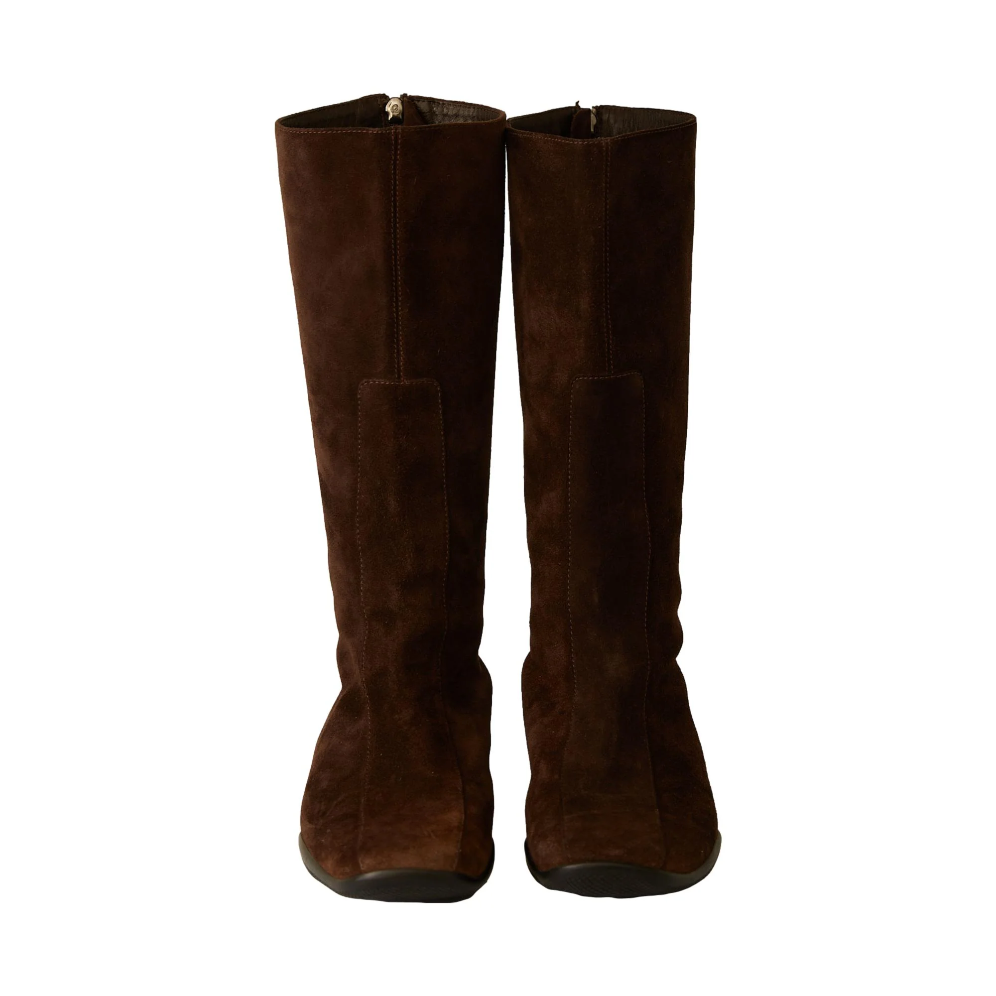 Prada Brown Suede Rubber Sole Boots - Image 2
