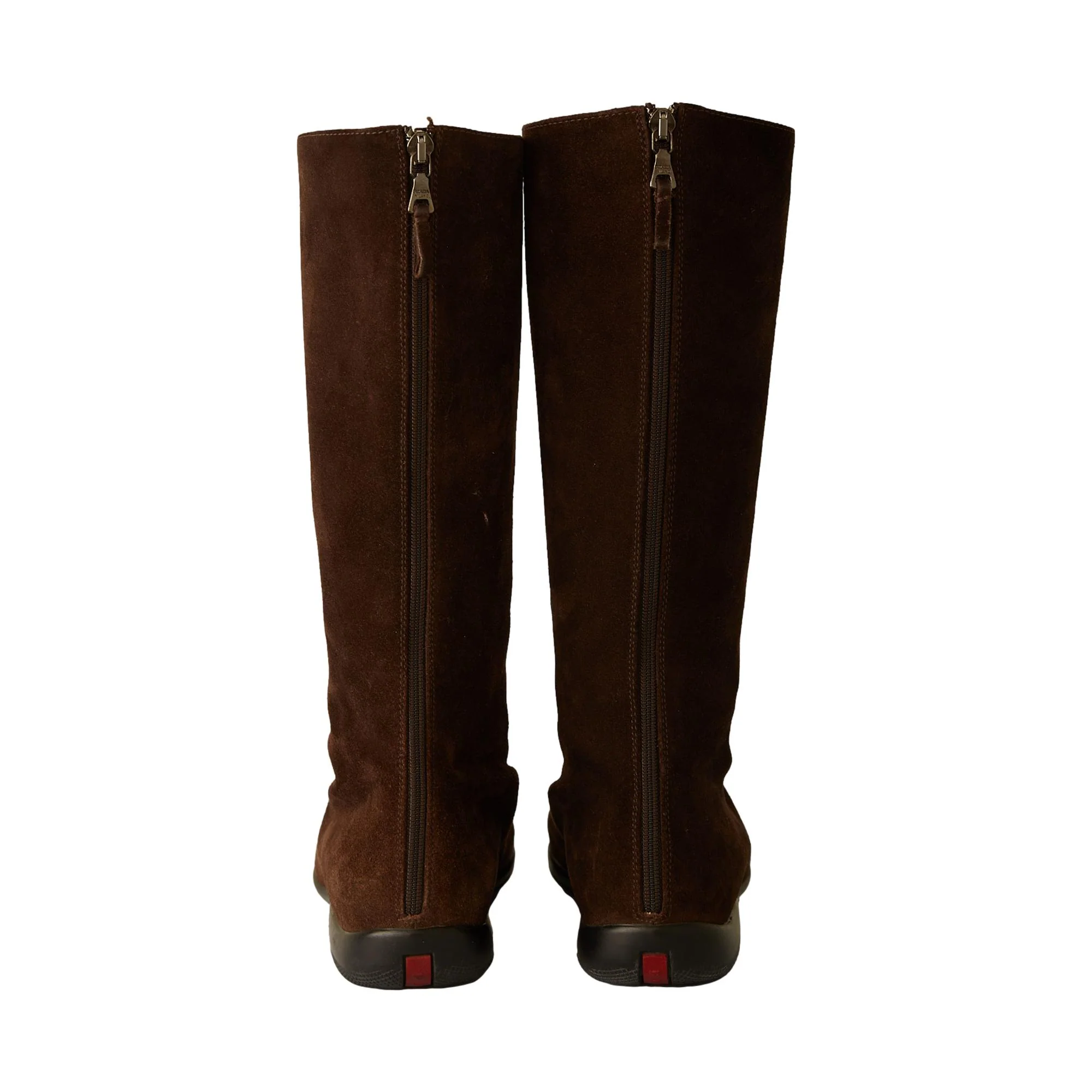 Prada Brown Suede Rubber Sole Boots - Image 3