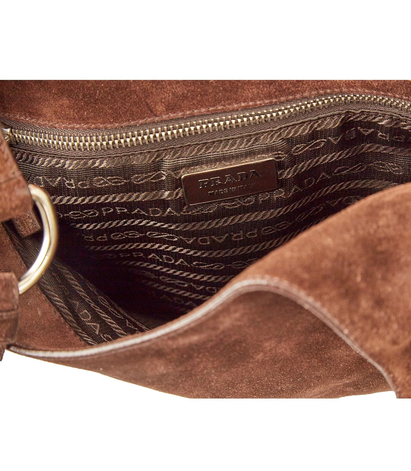 Prada Brown Suede Shoulder Bag - Image 3