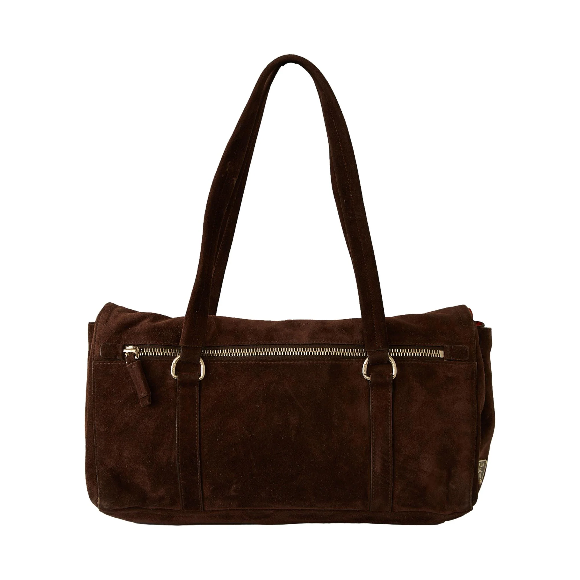Prada Brown Suede Shoulder Bag - Image 3