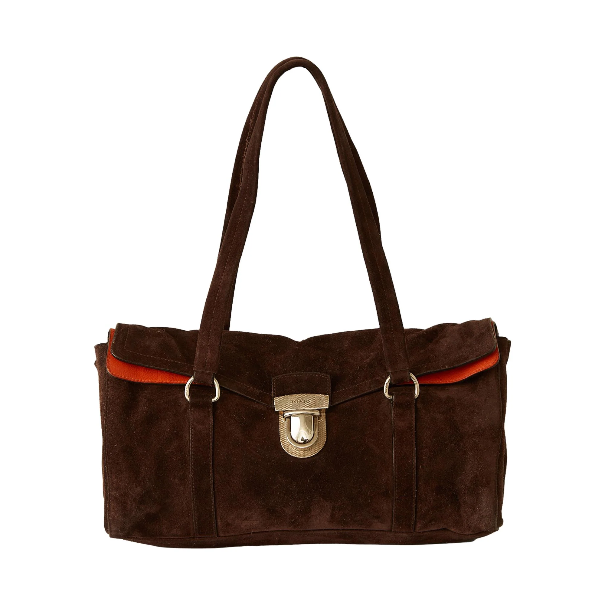 Prada Brown Suede Shoulder Bag - Image 6