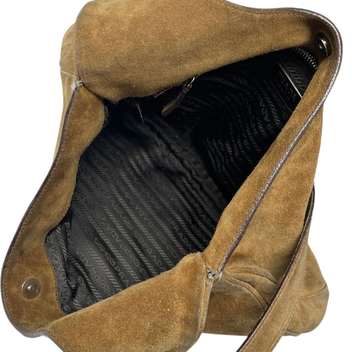 Prada Brown Suede Shoulder Bag - Image 3