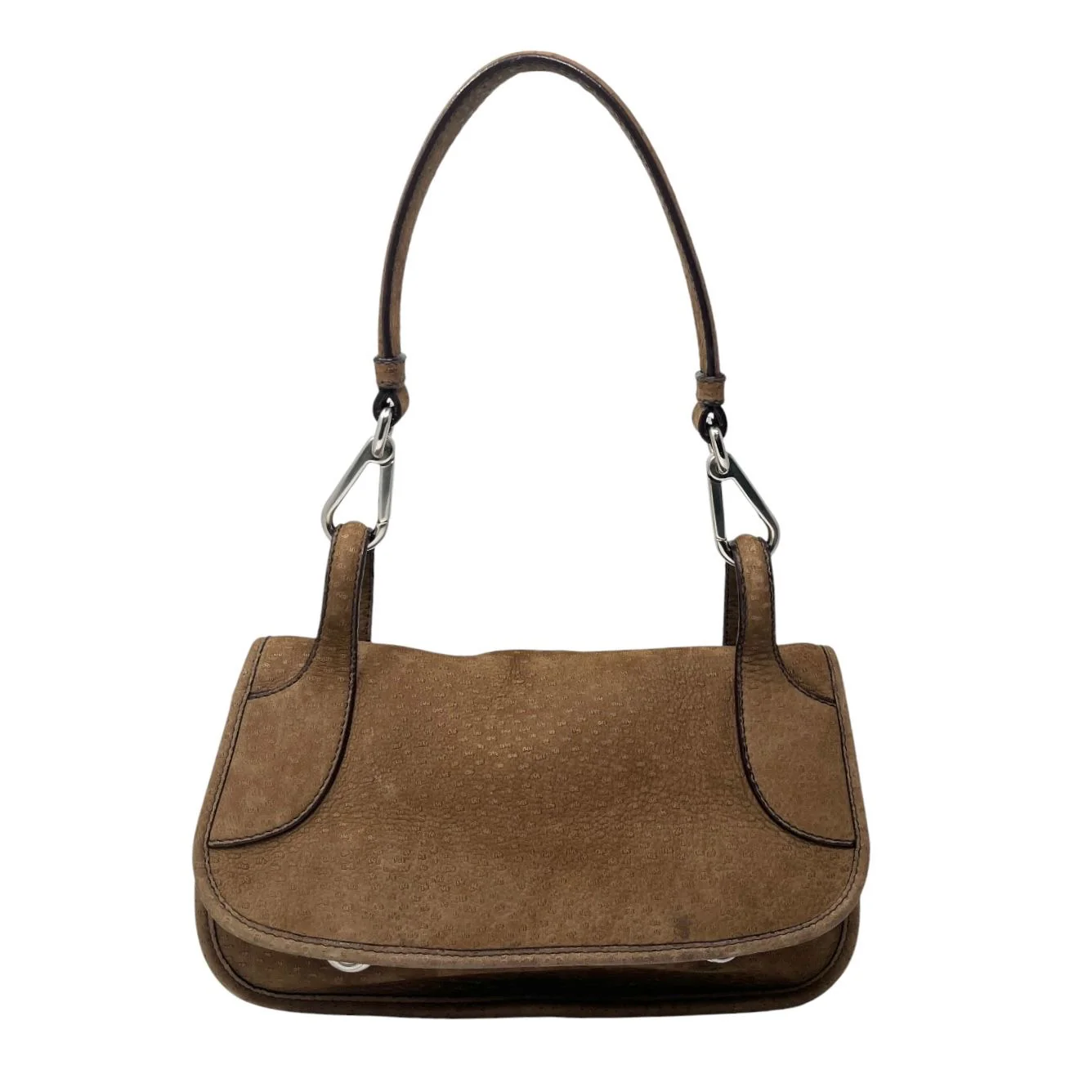 Prada Brown Suede Logo Shoulder Bag - Image 2
