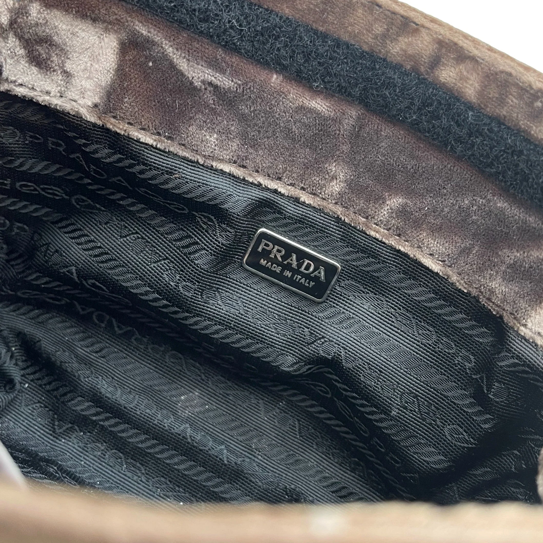 Prada Brown Velvet Clutch - Image 3