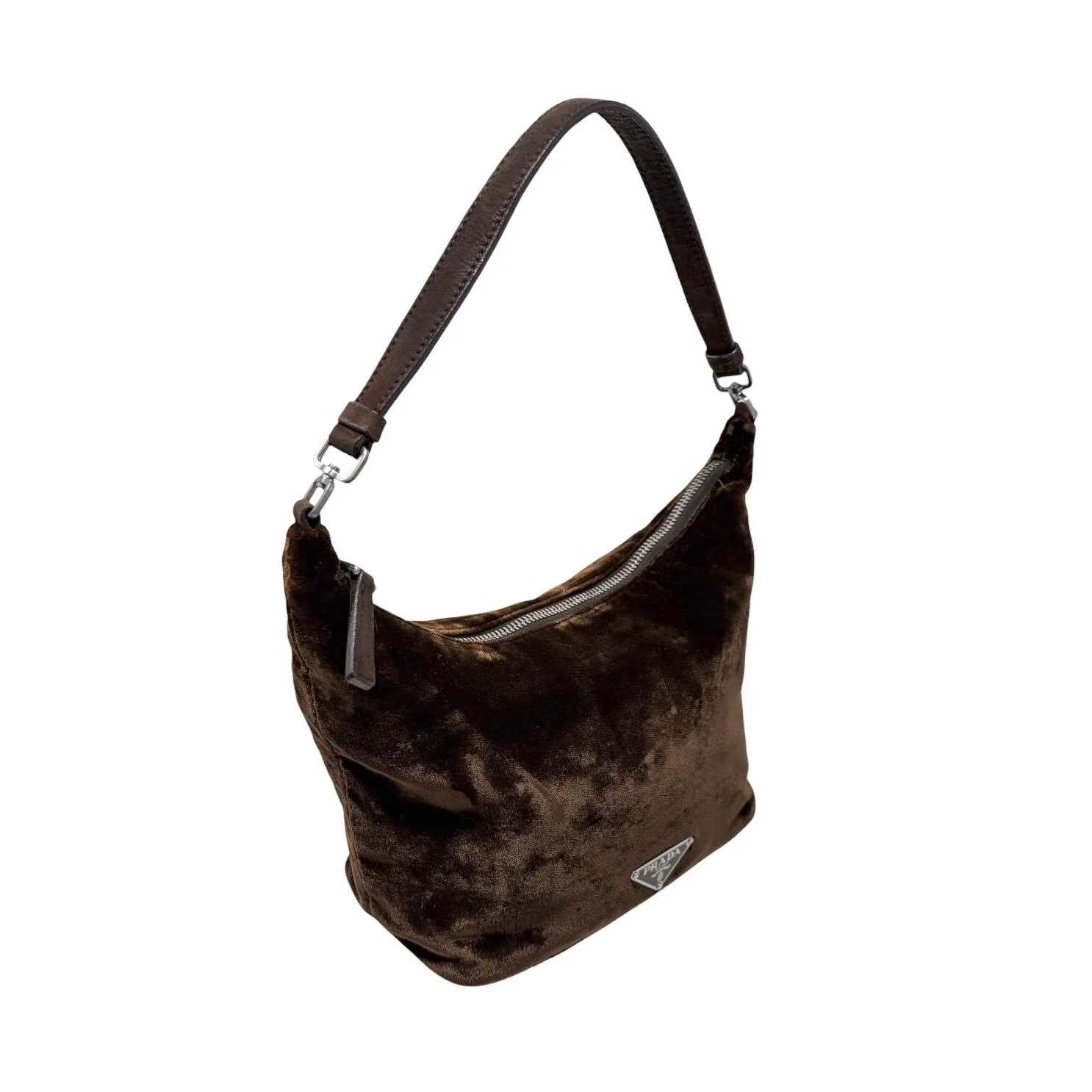 Prada Brown Velvet Shoulder Bag - Image 3