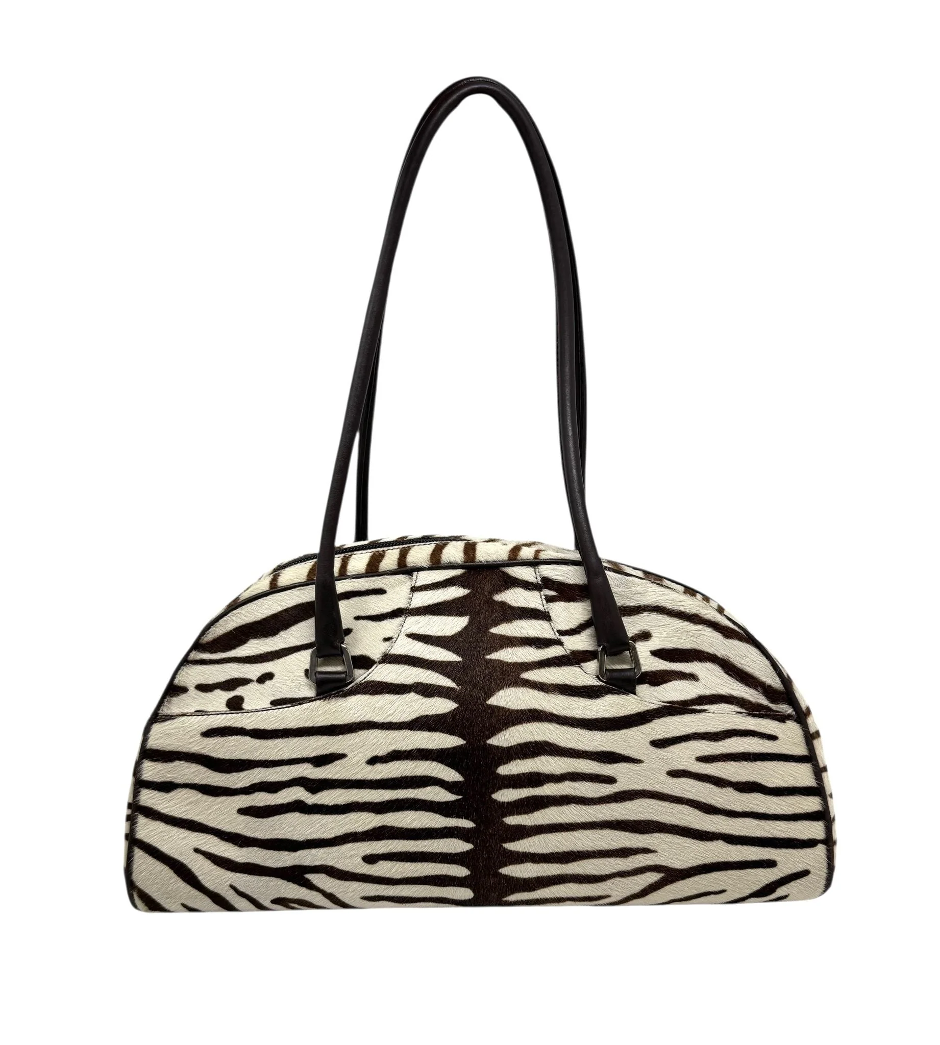 Prada Brown Zebra Top Handle Bag - Image 2