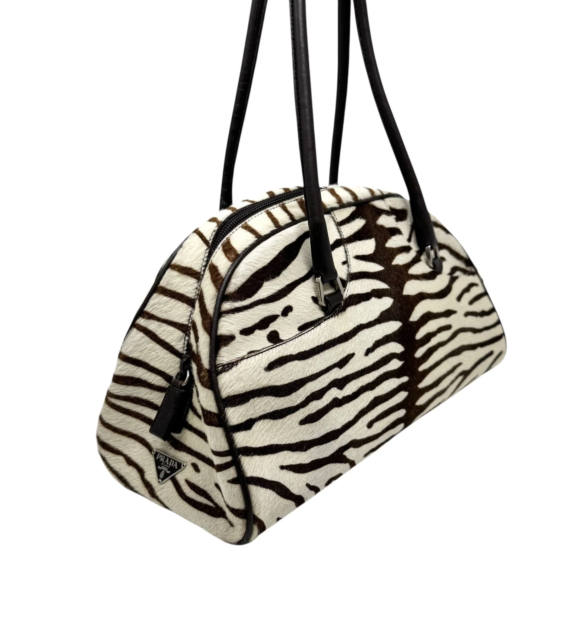 Prada Brown Zebra Top Handle Bag - Image 3