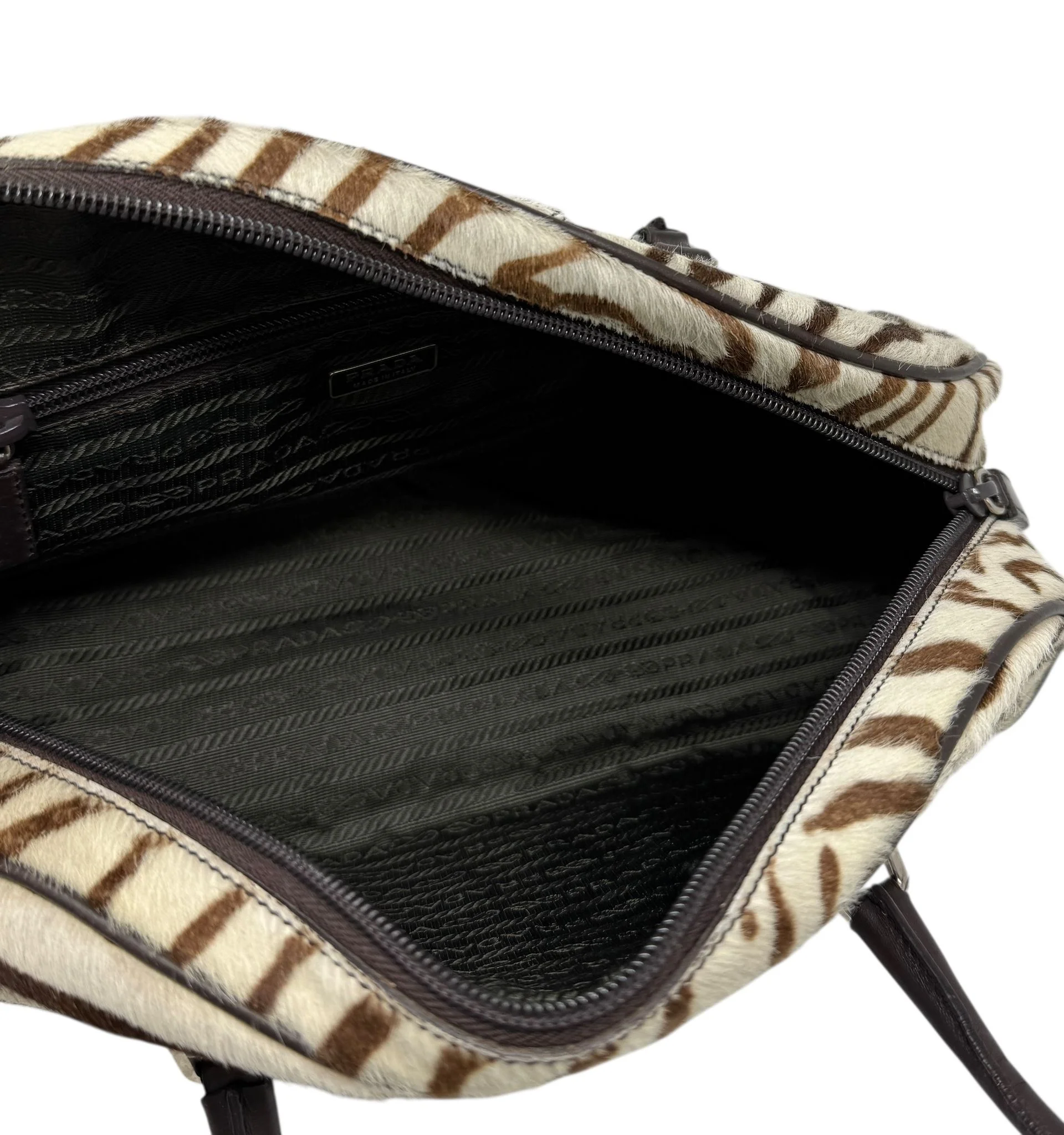 Prada Brown Zebra Top Handle Bag - Image 4