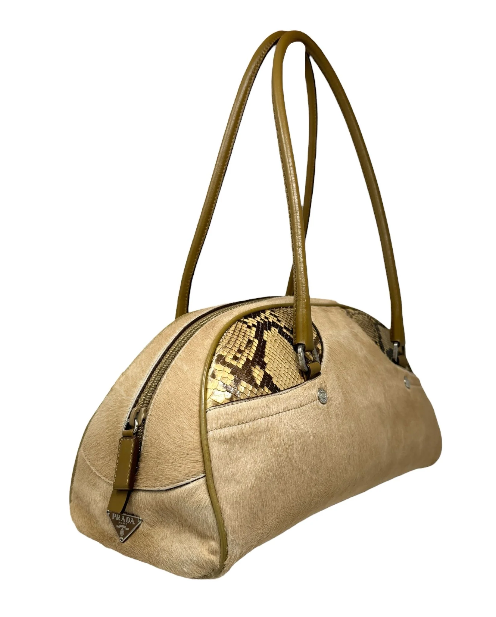 Prada Calf Hair + Snakeskin Shoulder Bag - Image 3