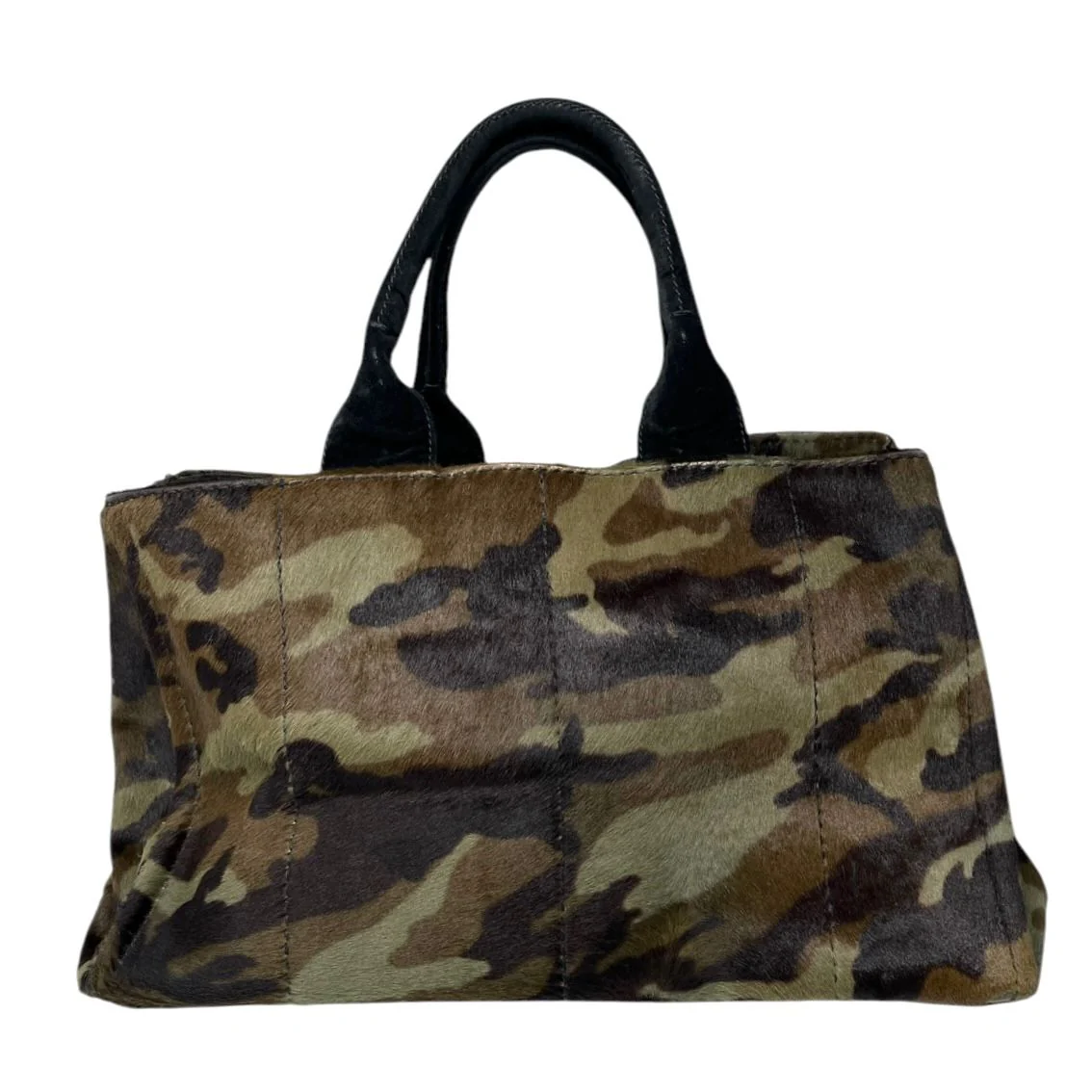 Prada Camo Print Calf Hair Top Handle Bag - Image 2
