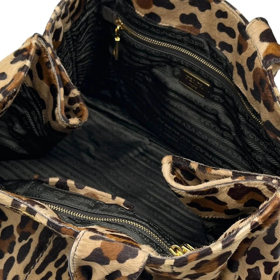 Prada Cheetah Print Canvas Top Handle Bag - Image 3