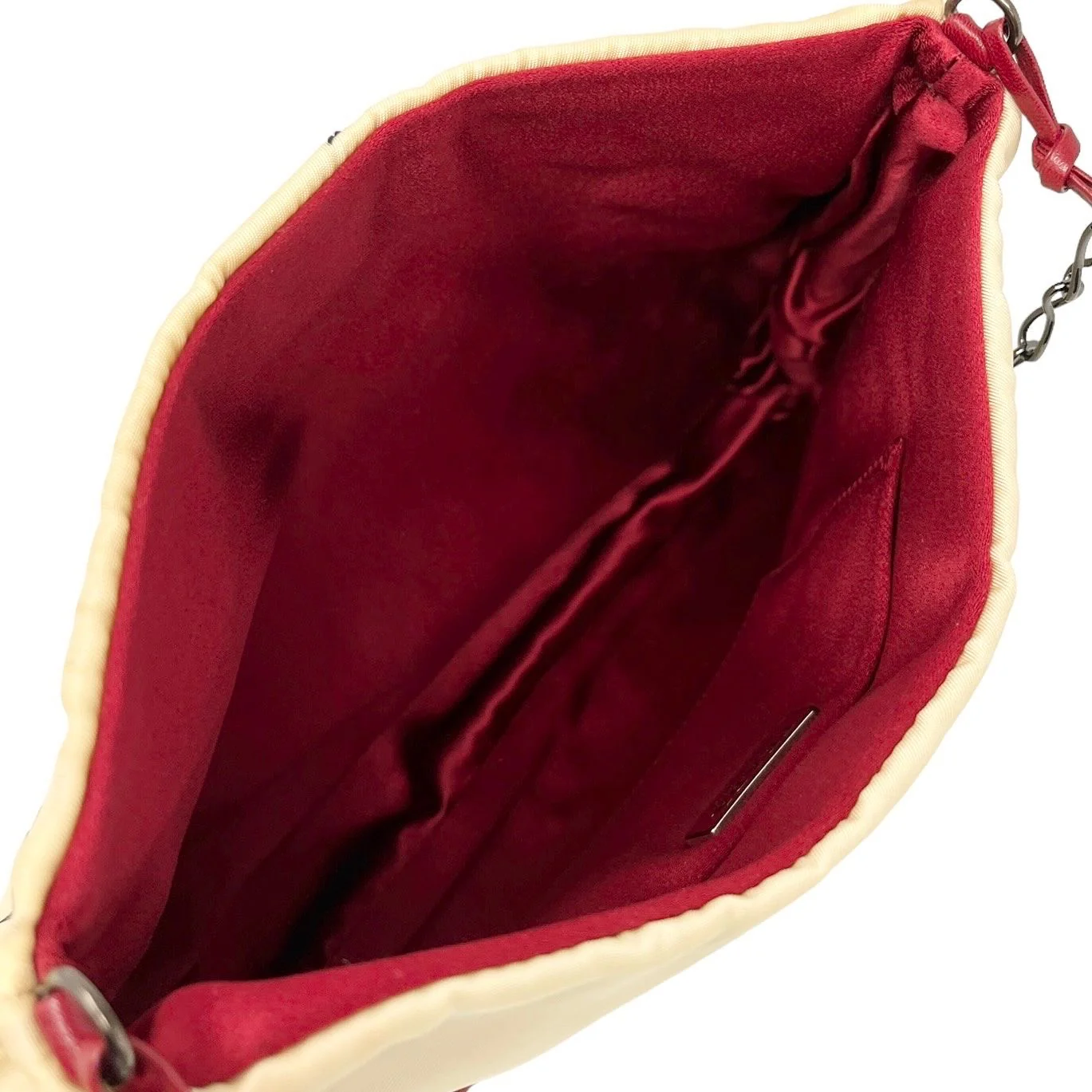 Prada Cream + Brown Satin Floral Shoulder Bag - Image 3
