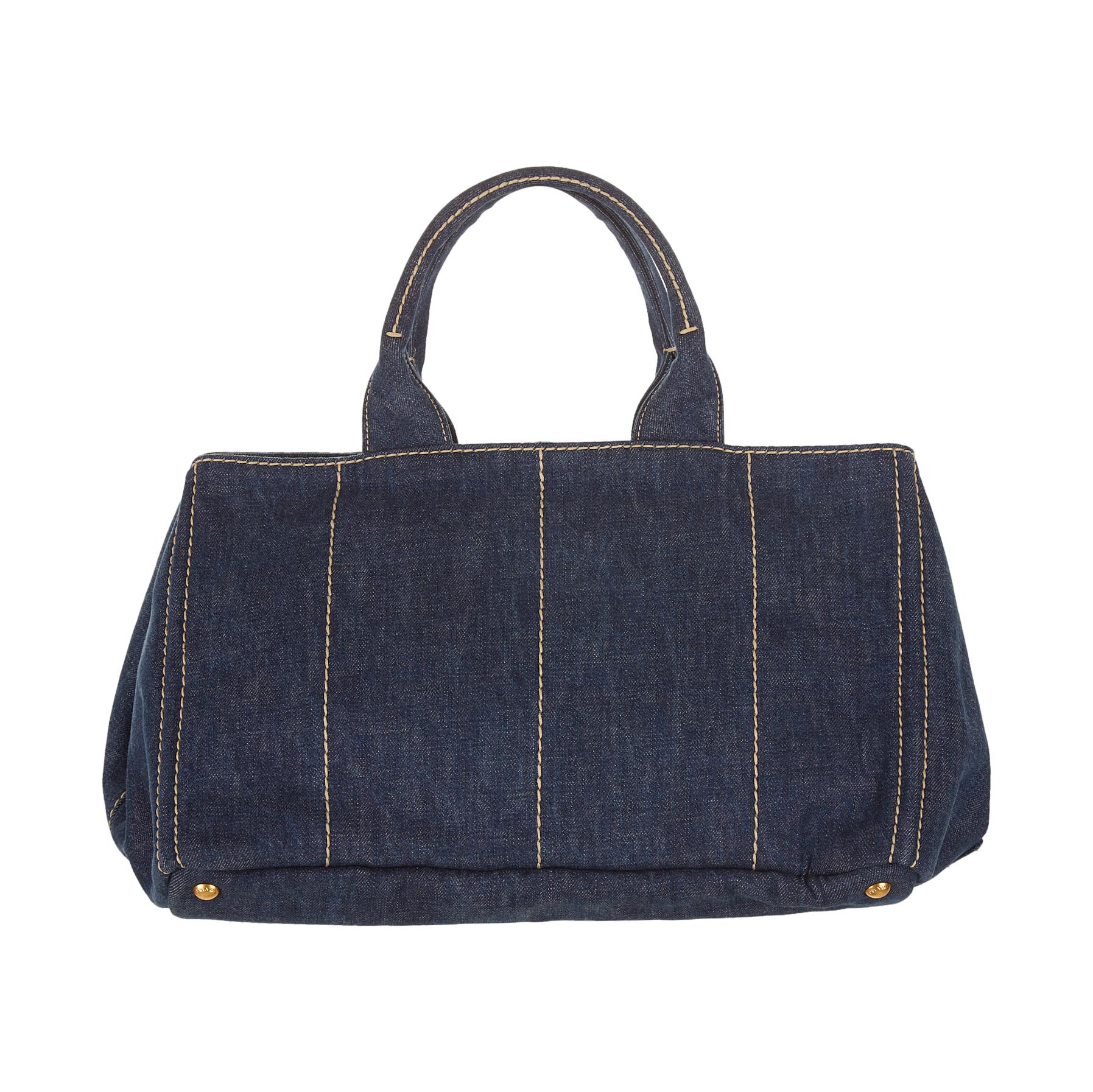 Prada Denim Logo Canapa Tote - Image 2