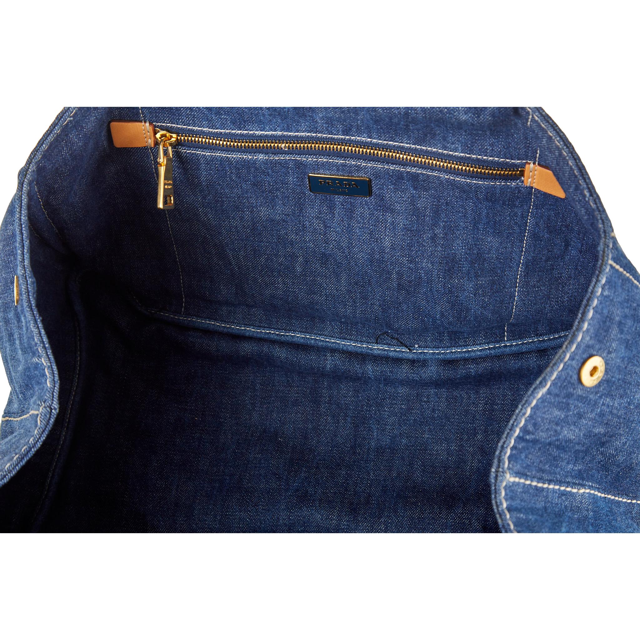 Prada Denim Logo Canapa Tote - Image 4