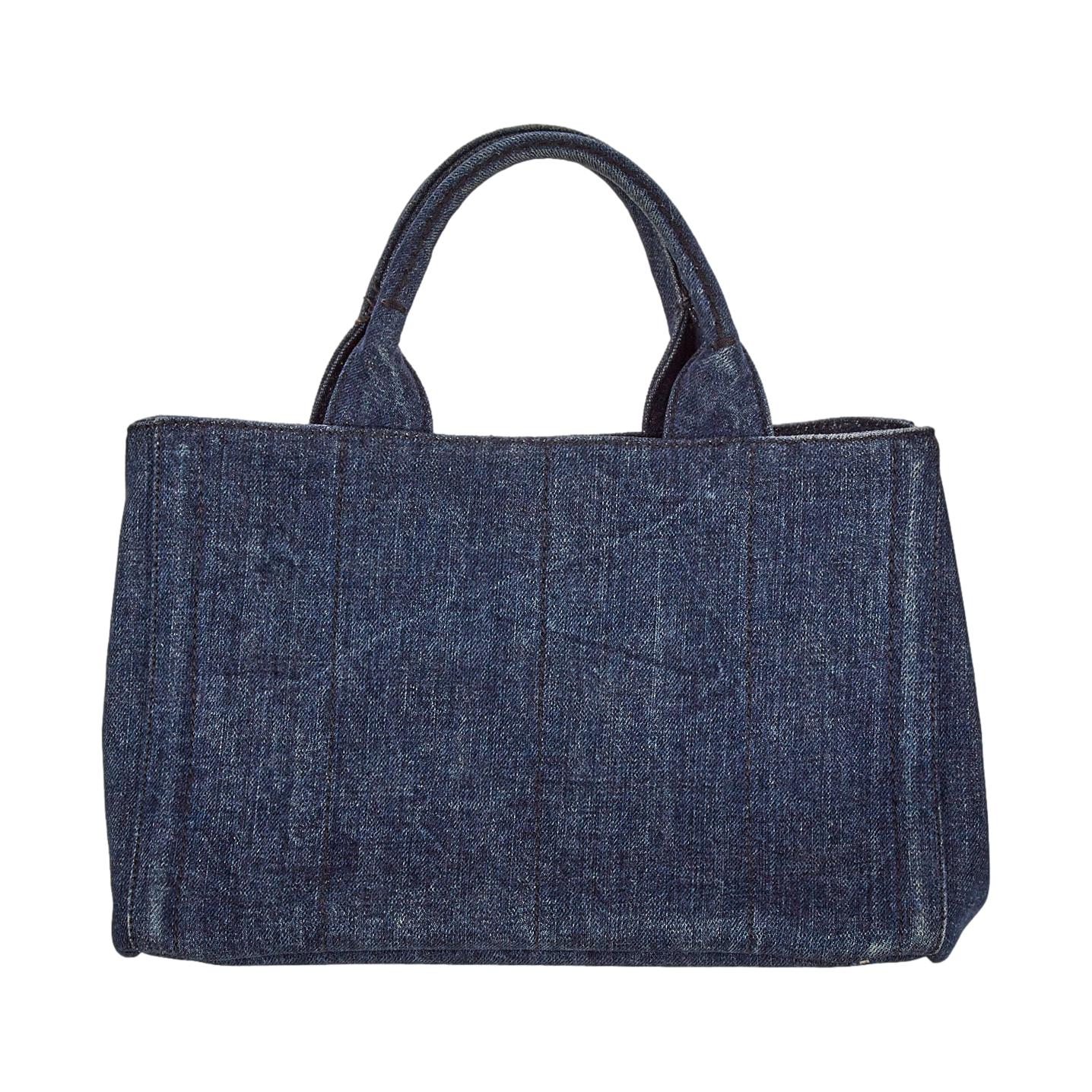 Prada Denim Studded Canapa Tote - Image 2