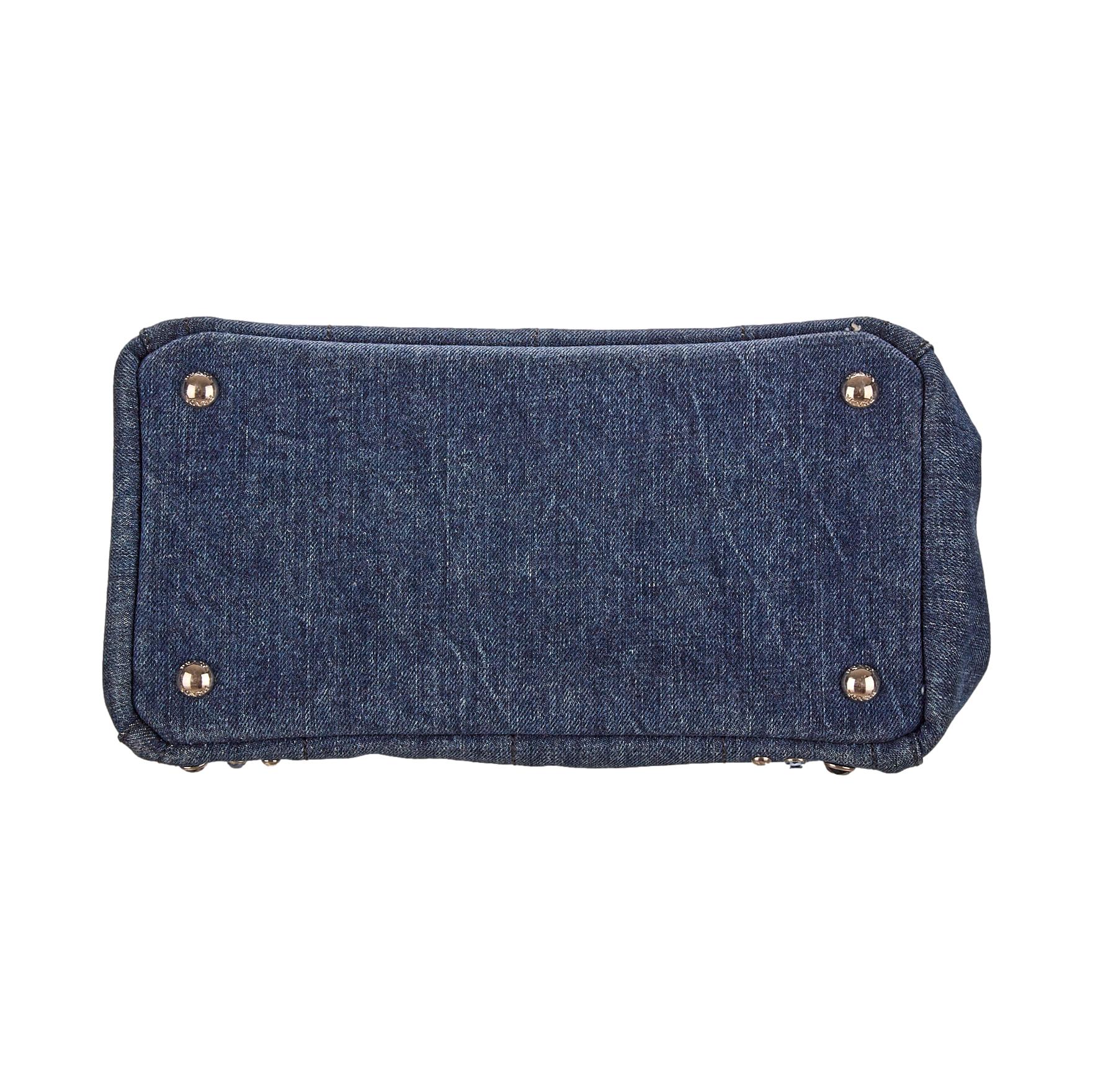 Prada Denim Studded Canapa Tote - Image 3