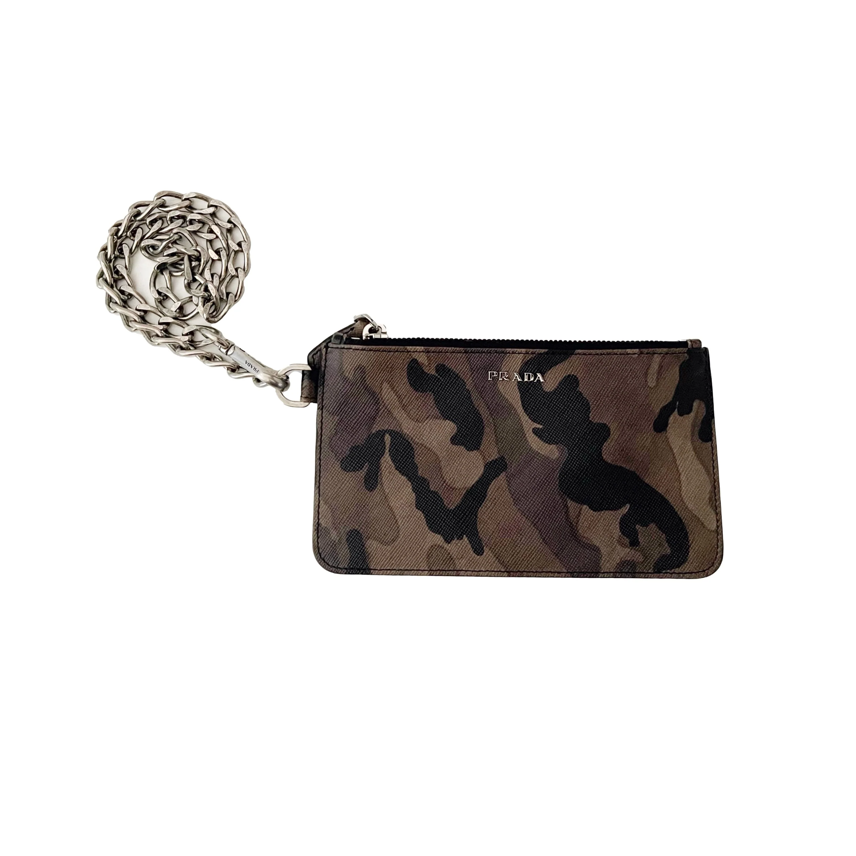 Prada Green Camo Chain Wristlet