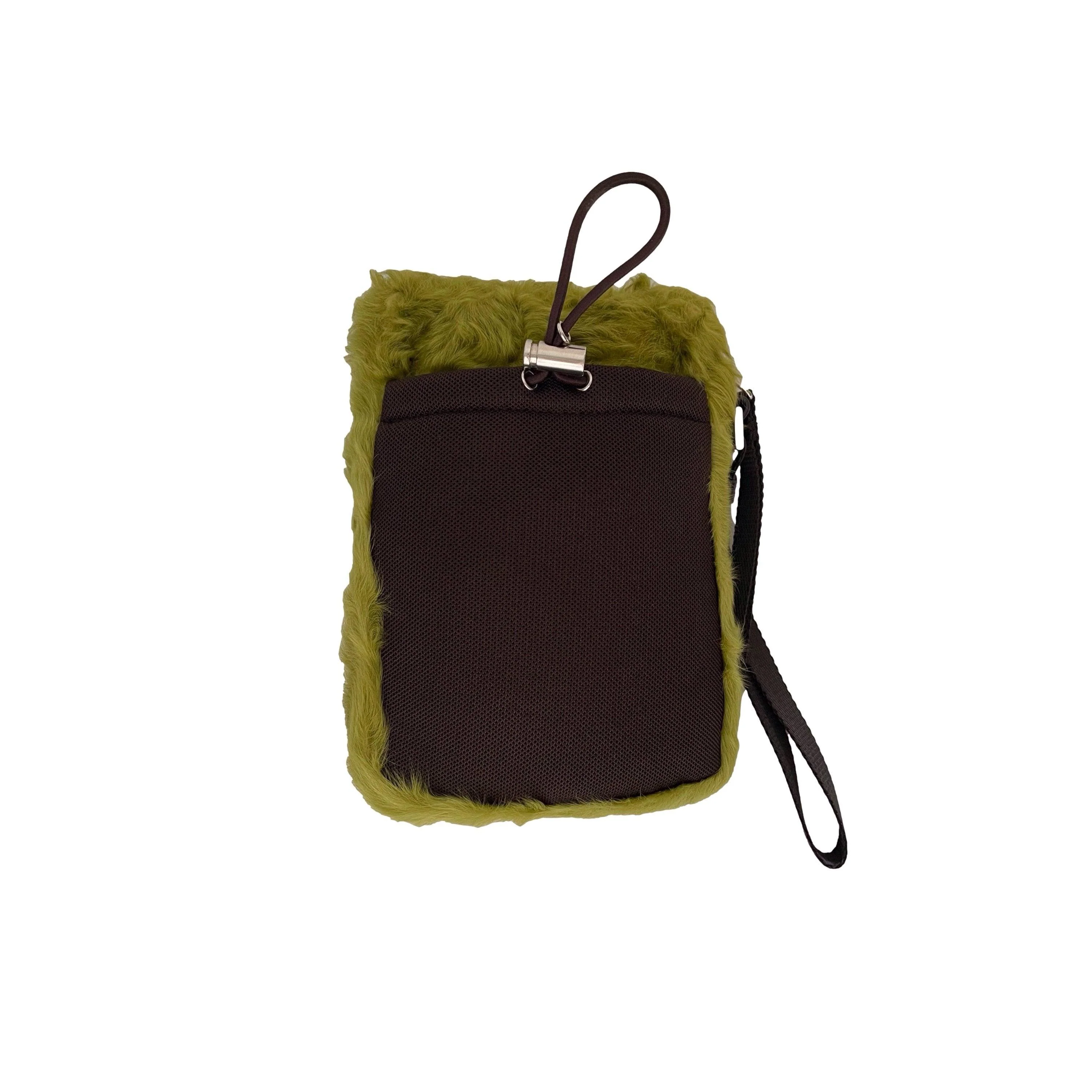Prada Green Fur Rivet Wristlet - Image 3