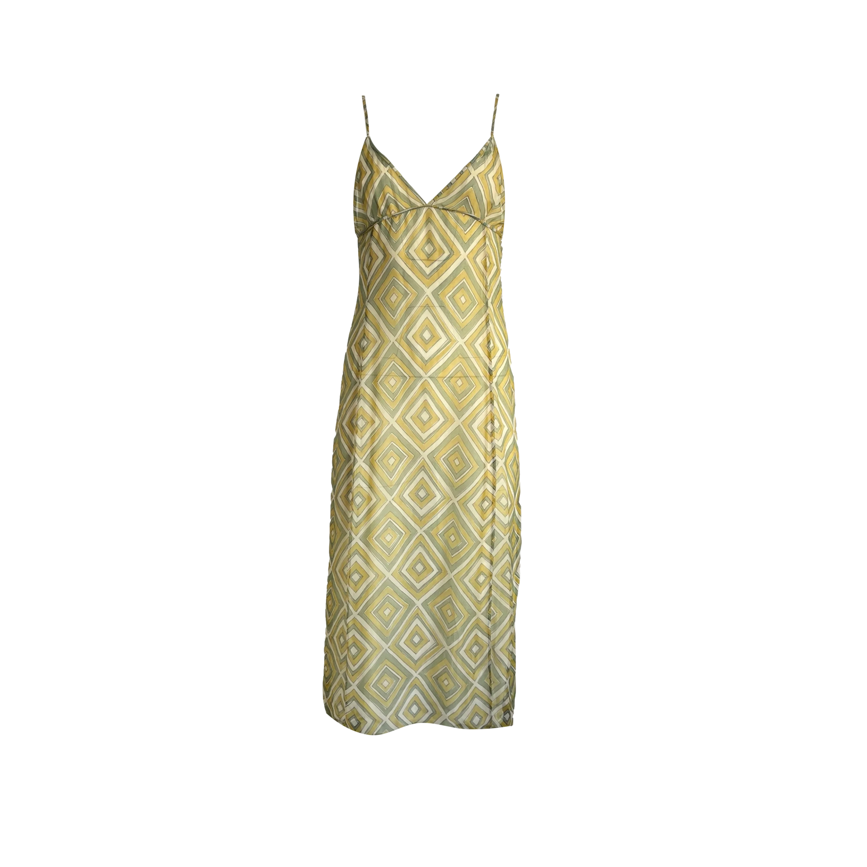 Prada Green Geo Print Silk Dress