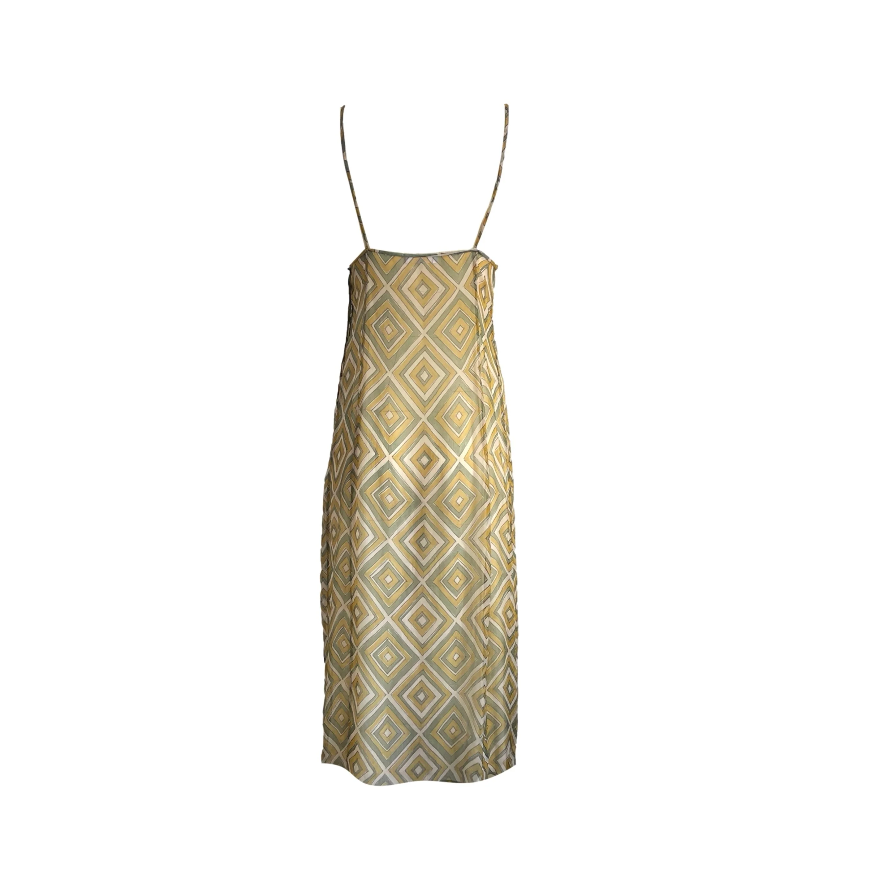 Prada Green Geo Print Silk Dress - Image 2