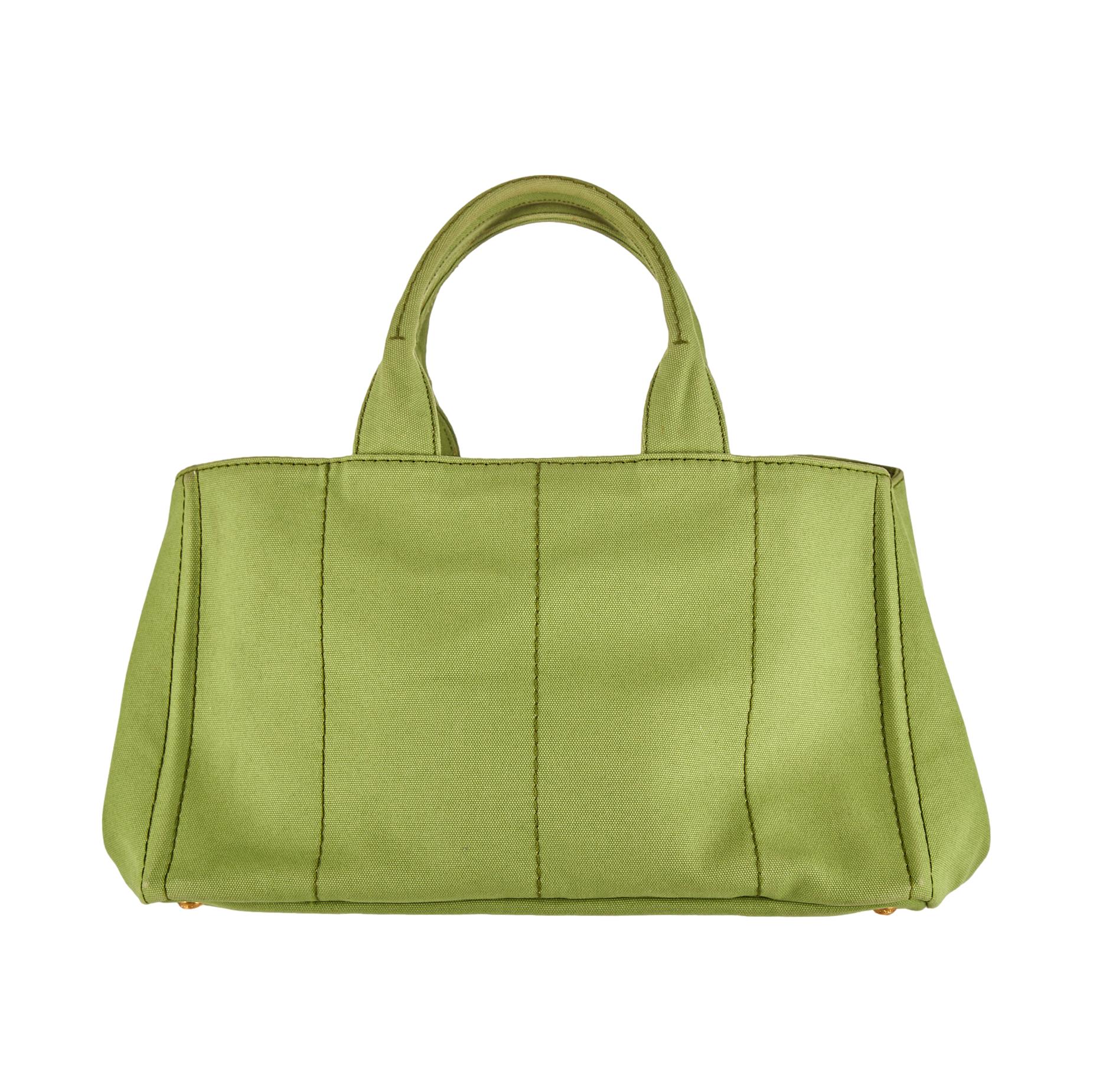 Prada Green Logo Canapa Tote - Image 2