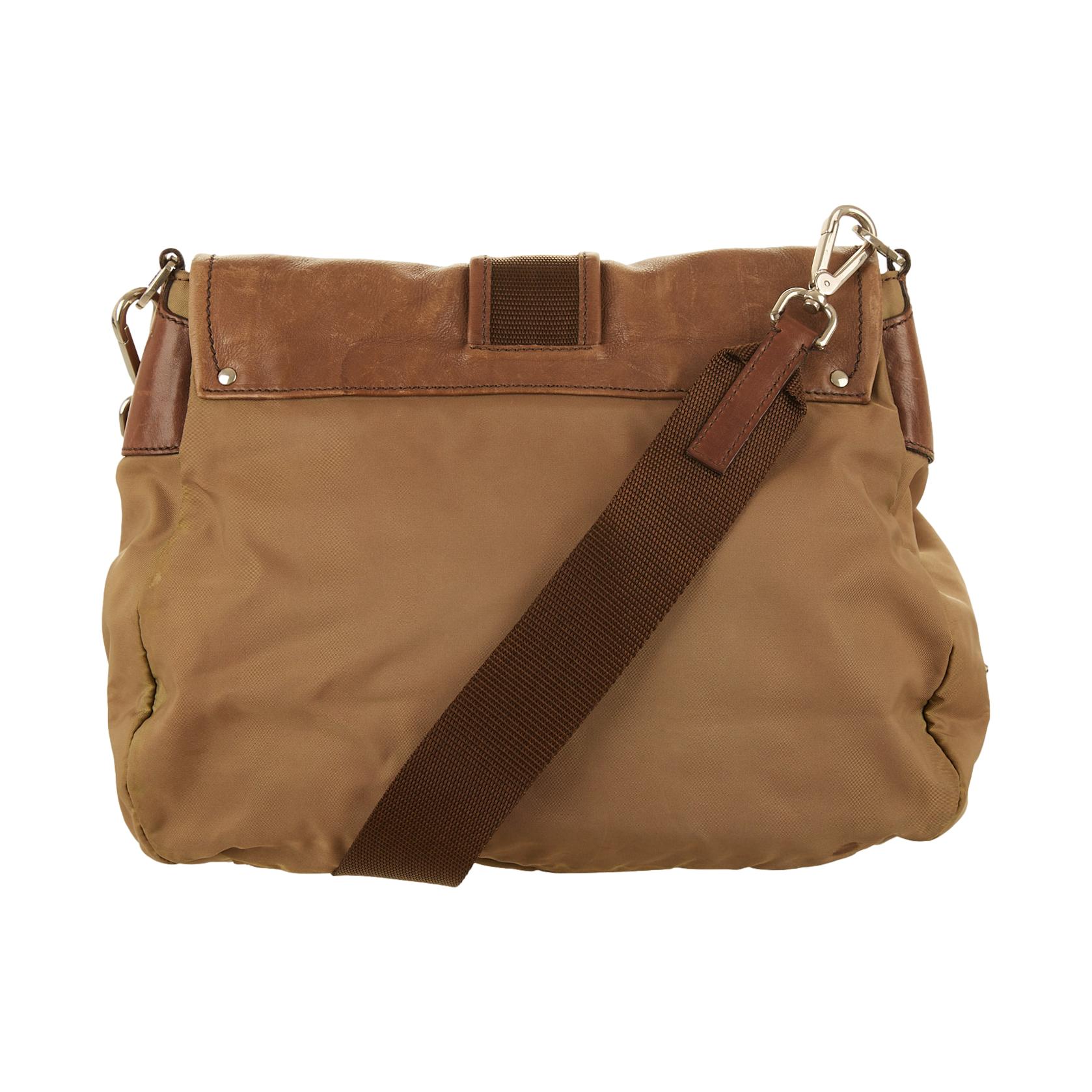 Prada Olive Nylon Buckle Shoulder Bag - Image 3
