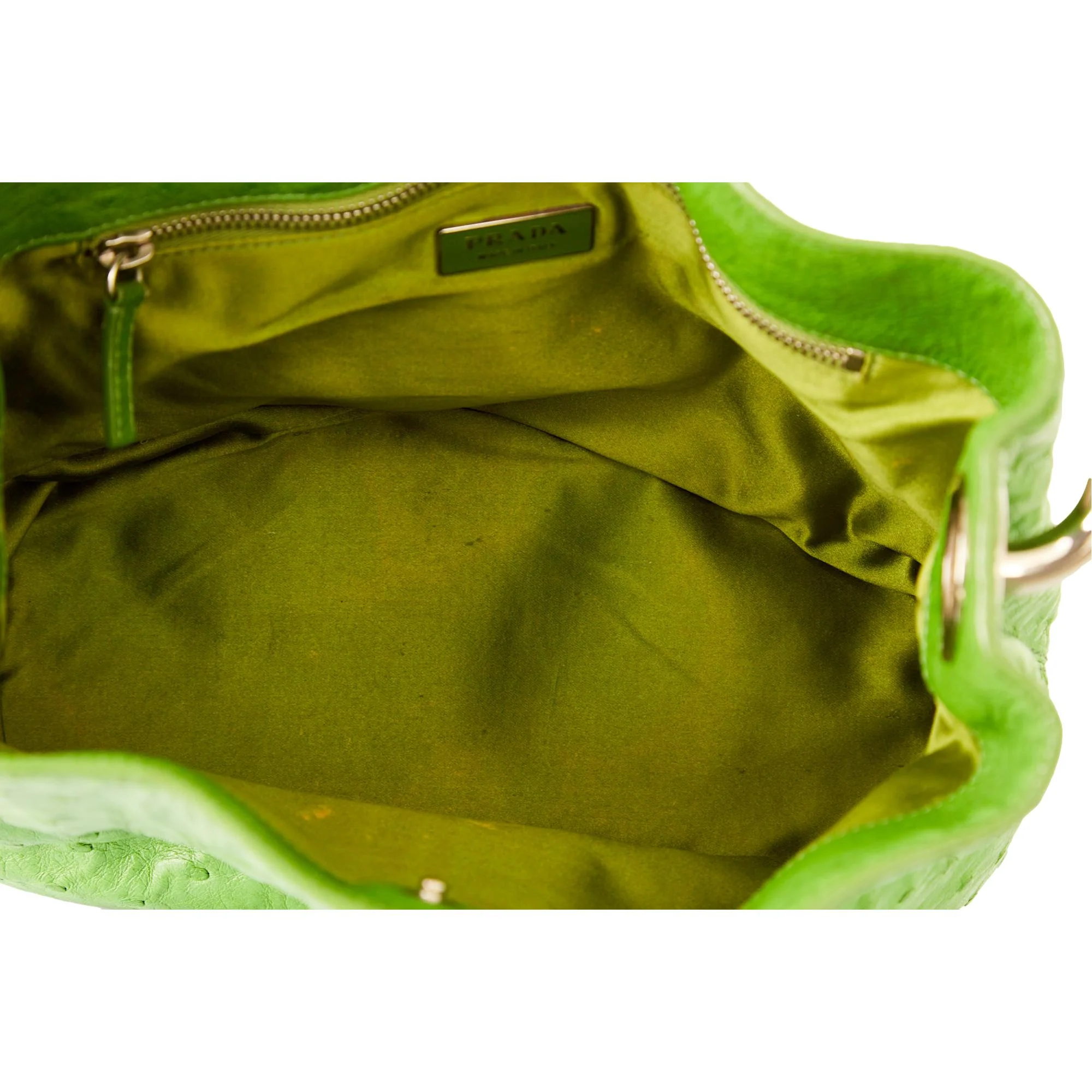 Prada Green Ostrich Leather Bucket Bag - Image 3