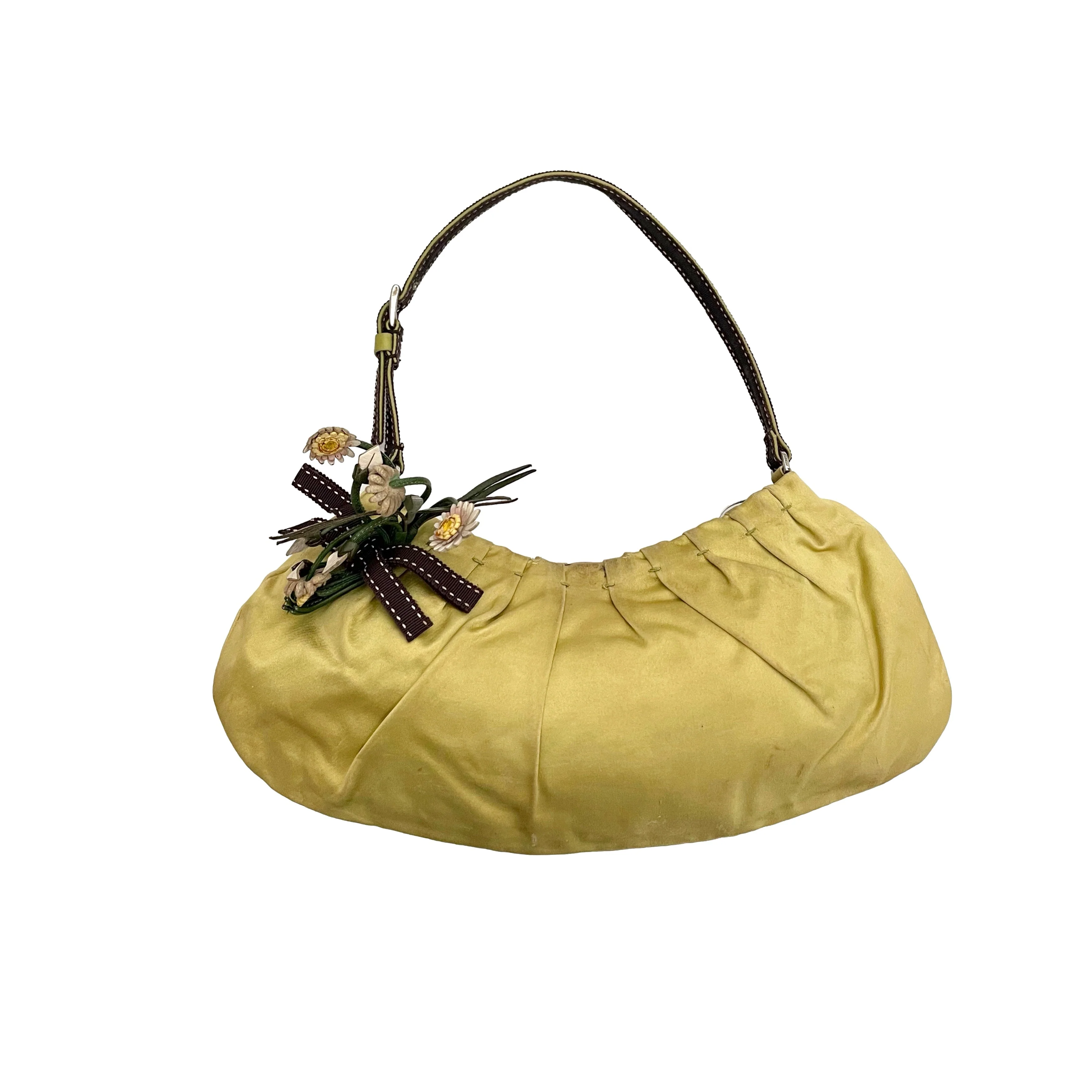 Prada Green Silk Shoulder Bag - Image 2