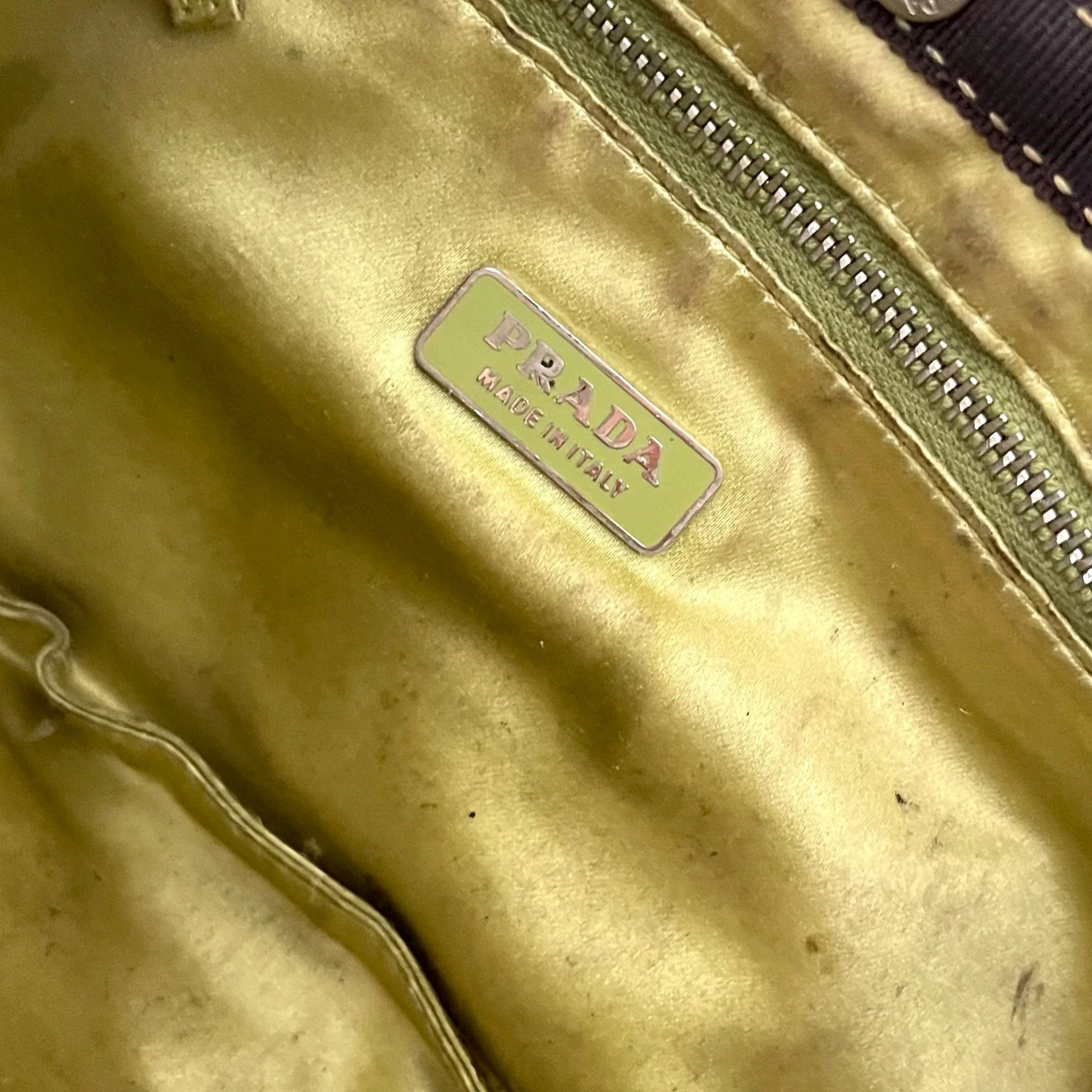 Prada Green Silk Shoulder Bag - Image 4