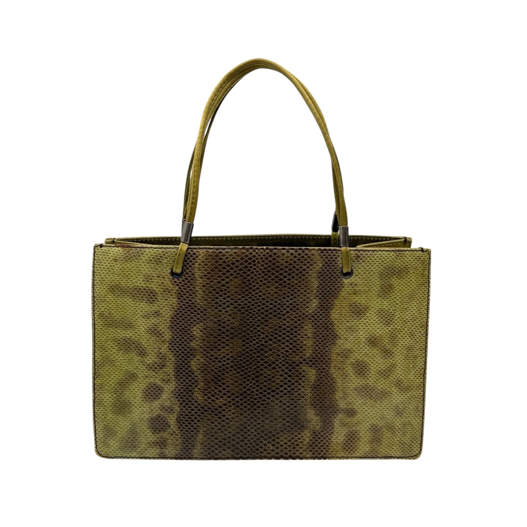 Prada Green Snakeskin Top Handle Bag - Image 2
