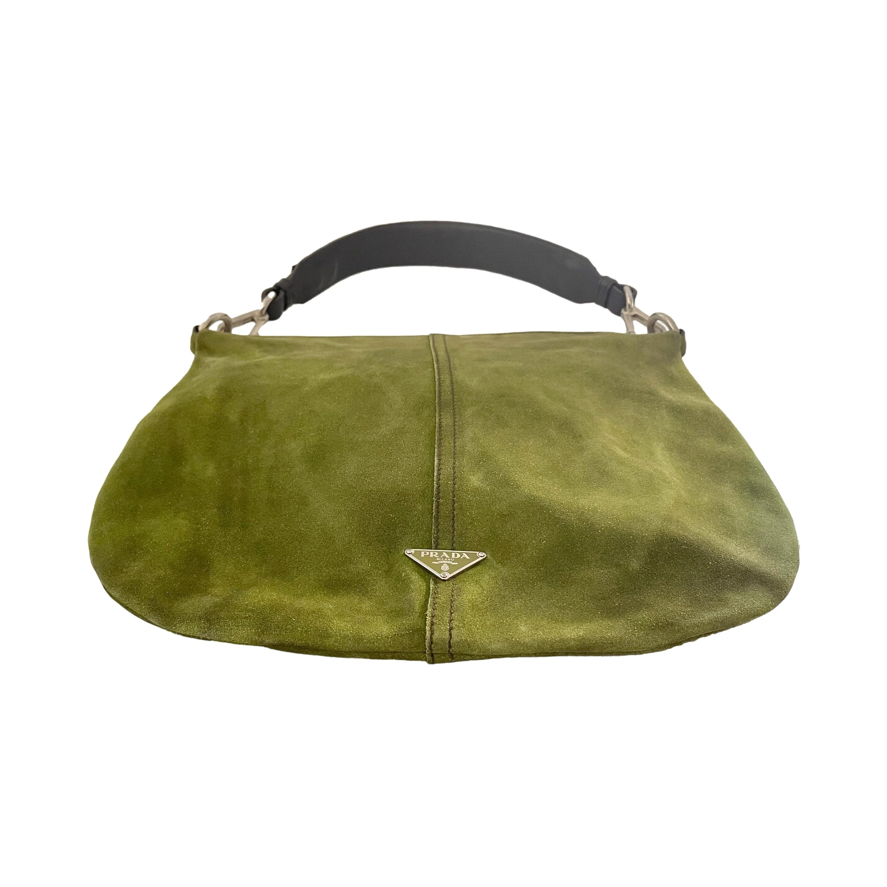 Prada Green Suede Shoulder Bag - Image 2