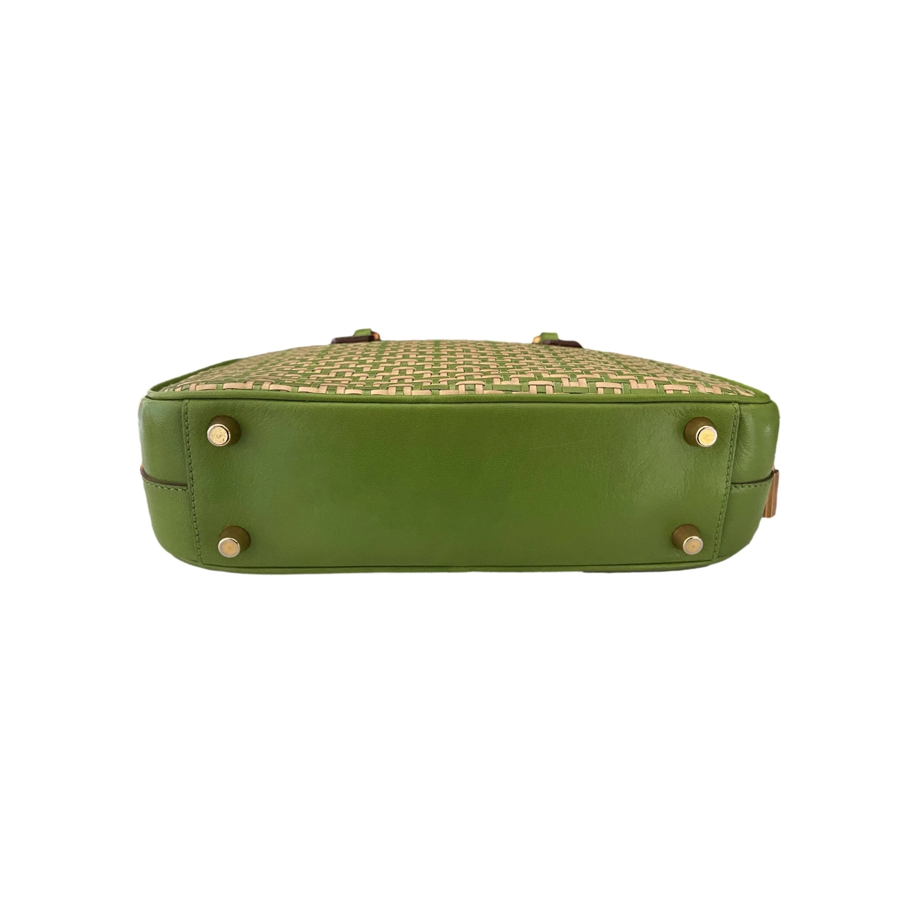 Prada Green Woven Mini Top Handle - Image 5