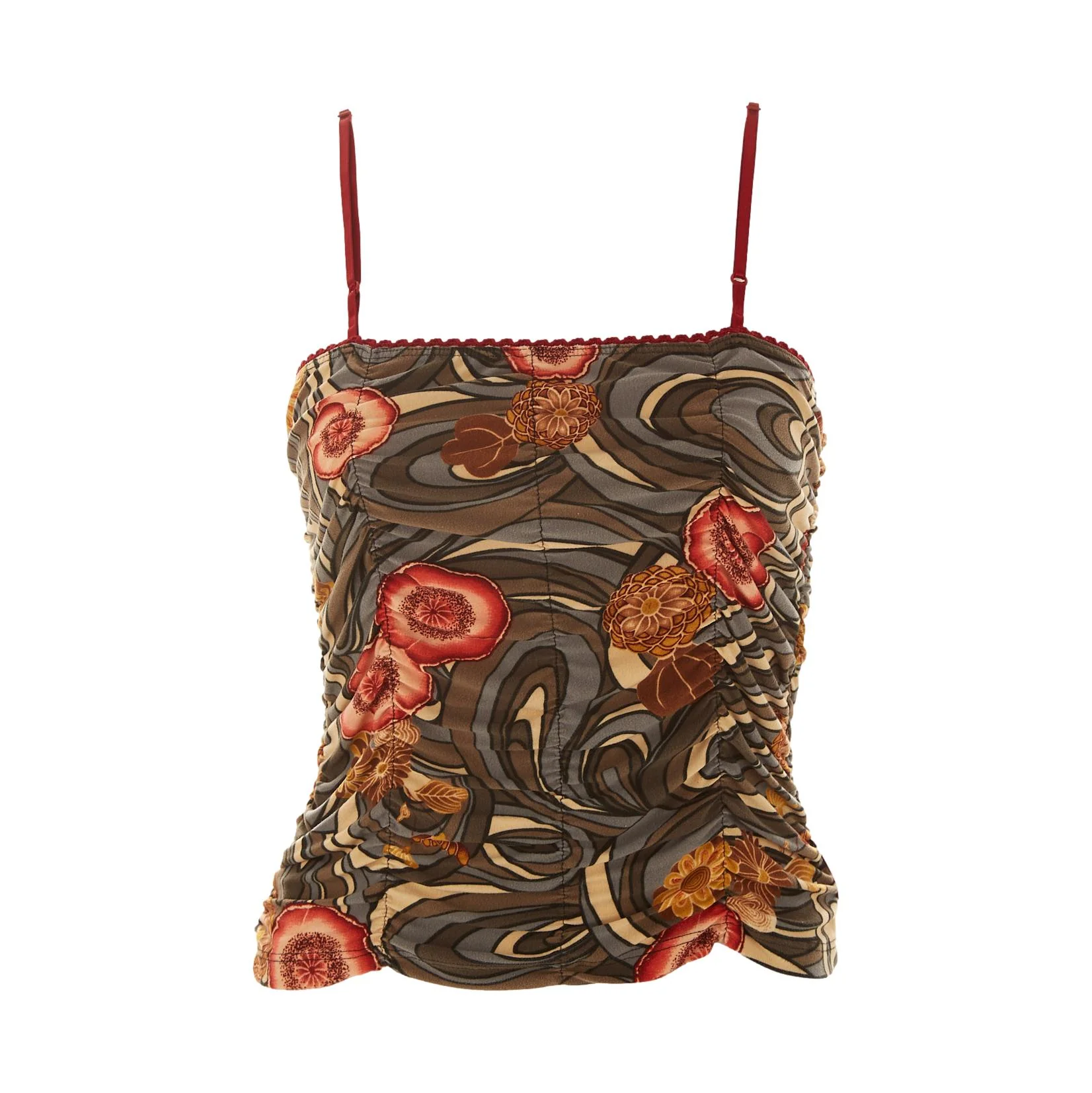Prada Grey Floral Cinched Tank