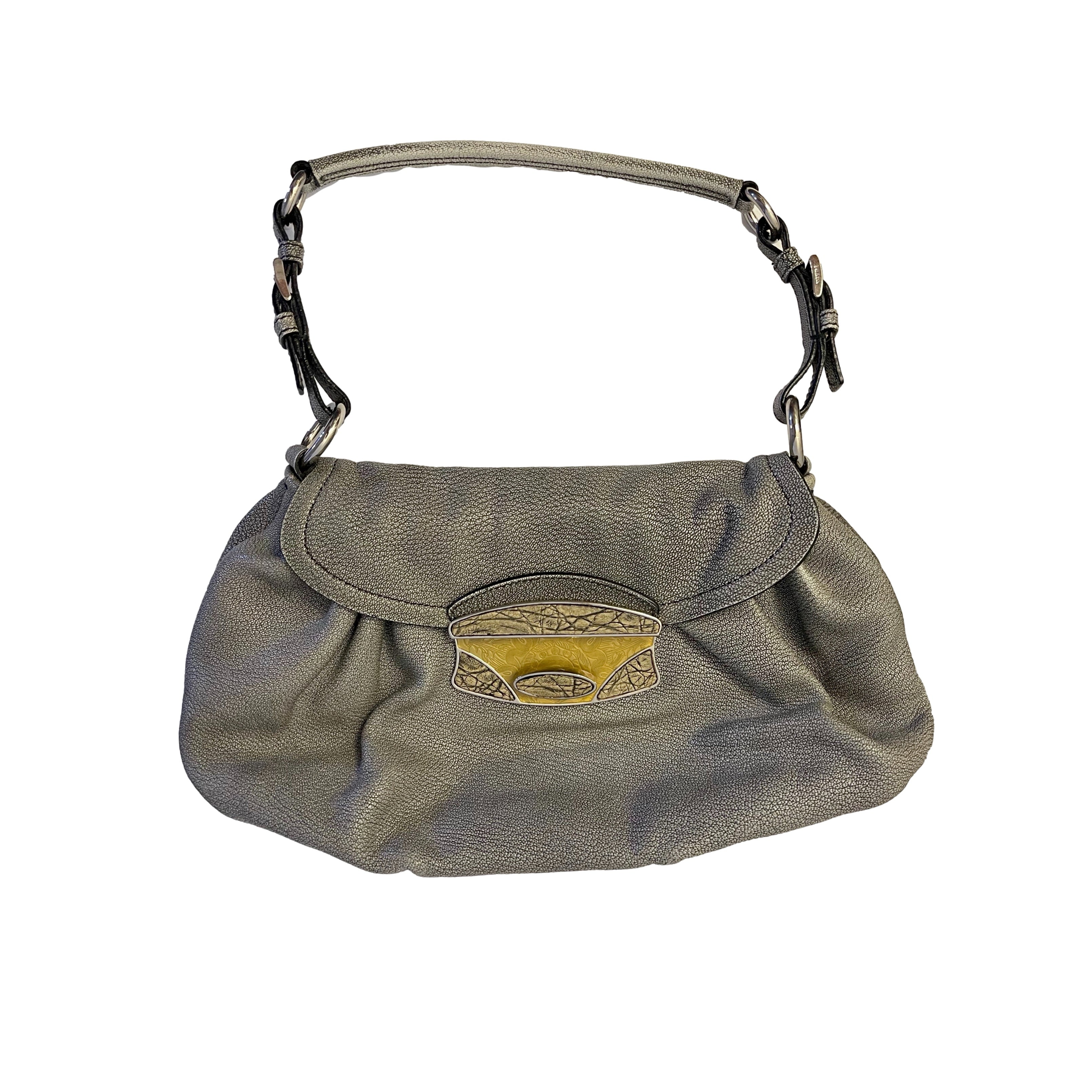 Prada Grey Leather Shoulder Bag - Image 2