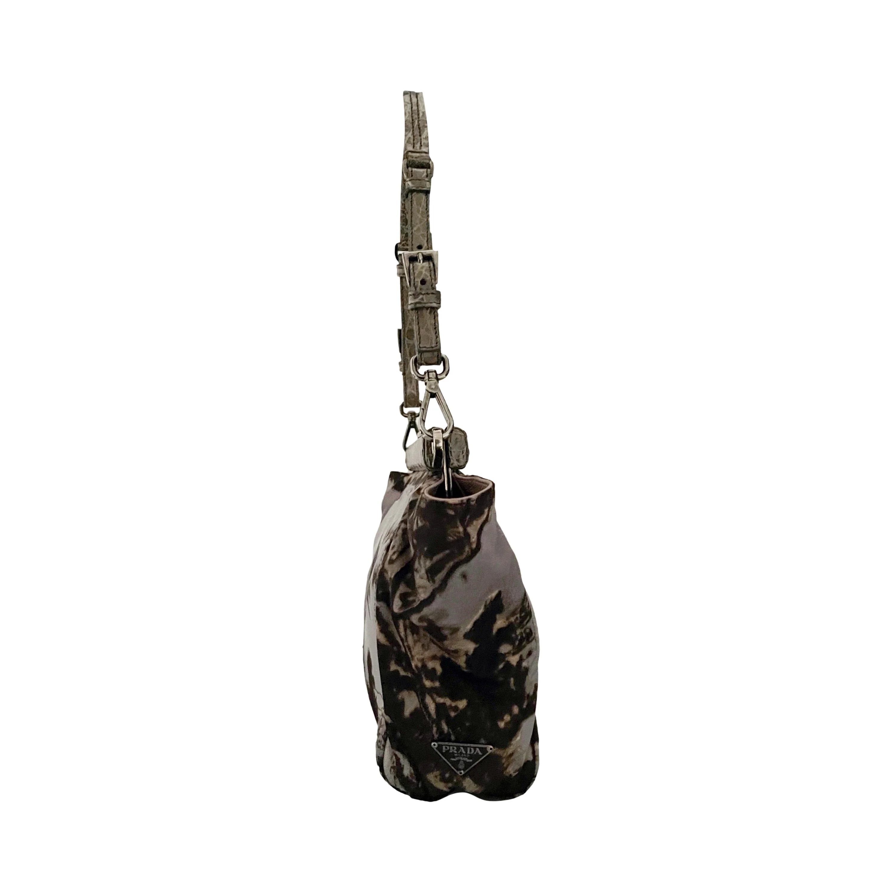 Prada Grey Print Nylon Logo Shoulder Bag - Image 2