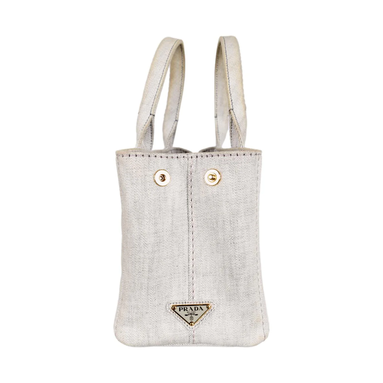 Prada Grey Small Canapa Tote - Image 3