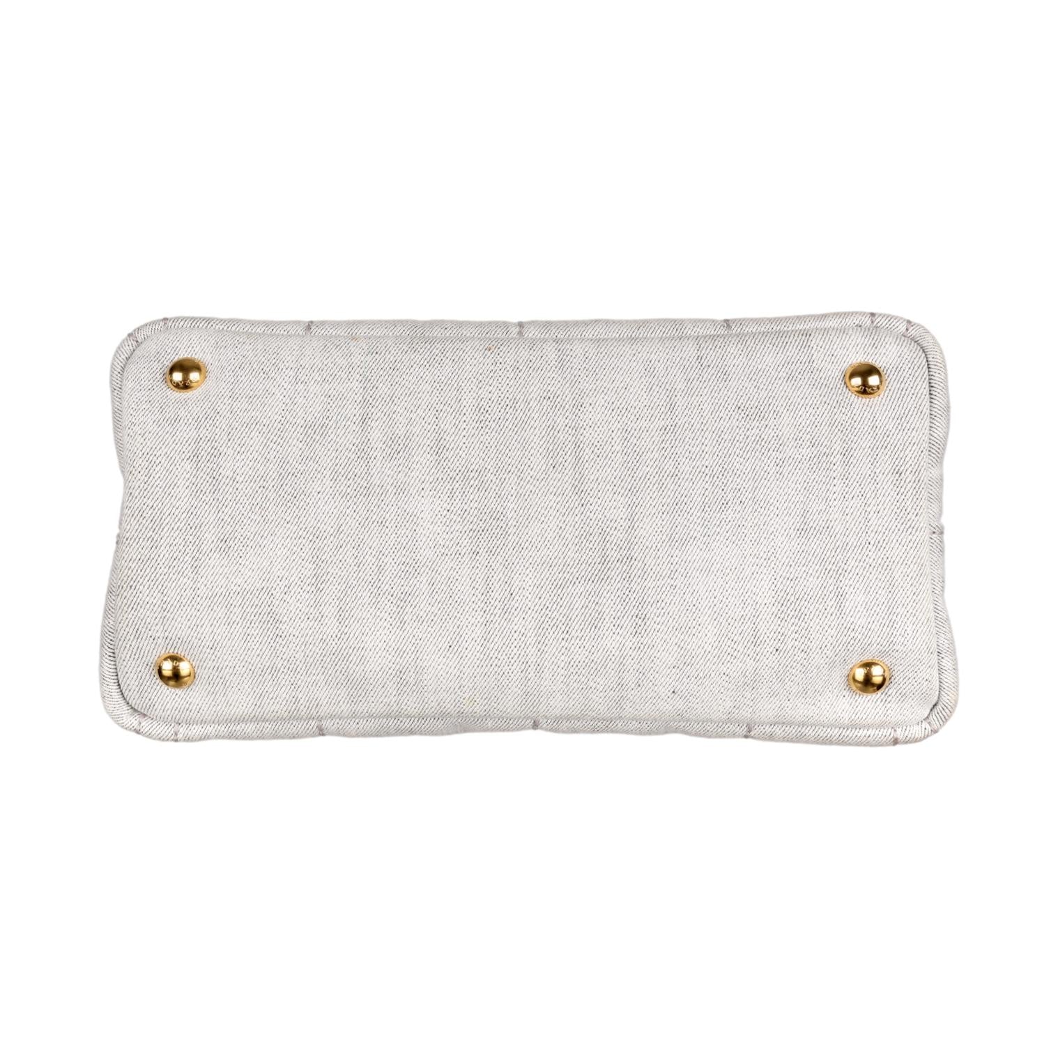 Prada Grey Small Canapa Tote - Image 4